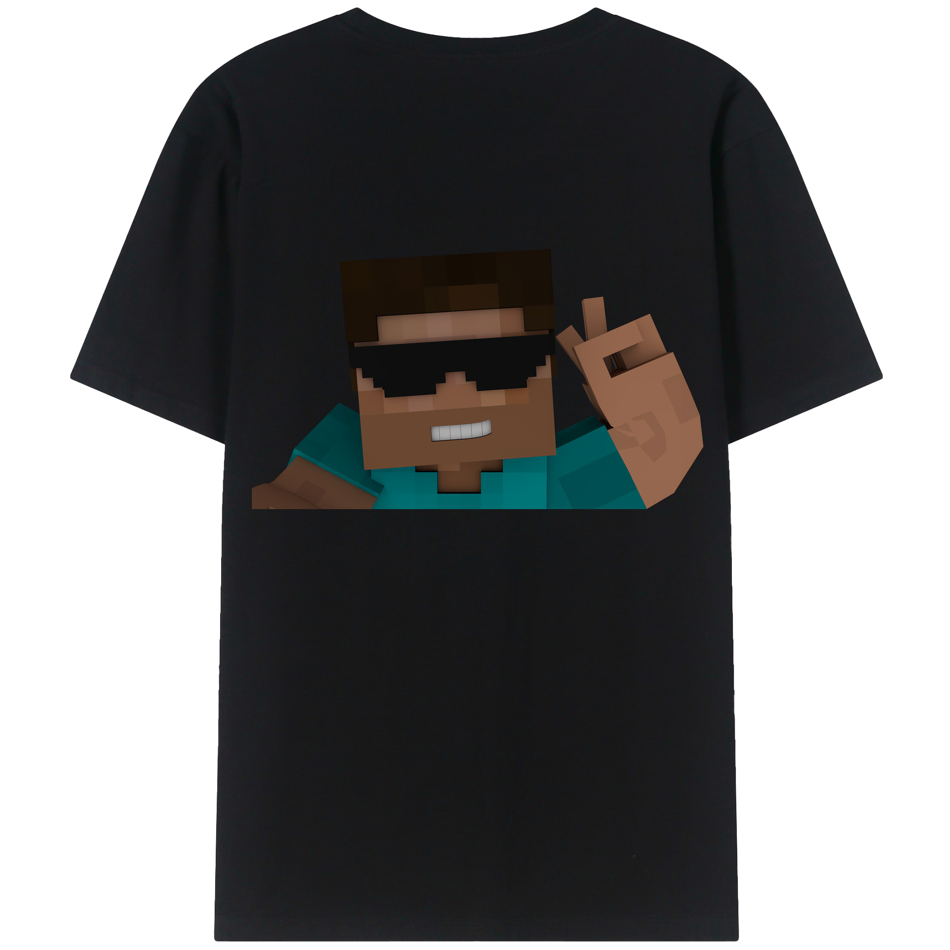 （画像用） マインクラフト ブロックの世界 Minecraft MC Block world 綿100％半袖Tシャツ（背面プリント）