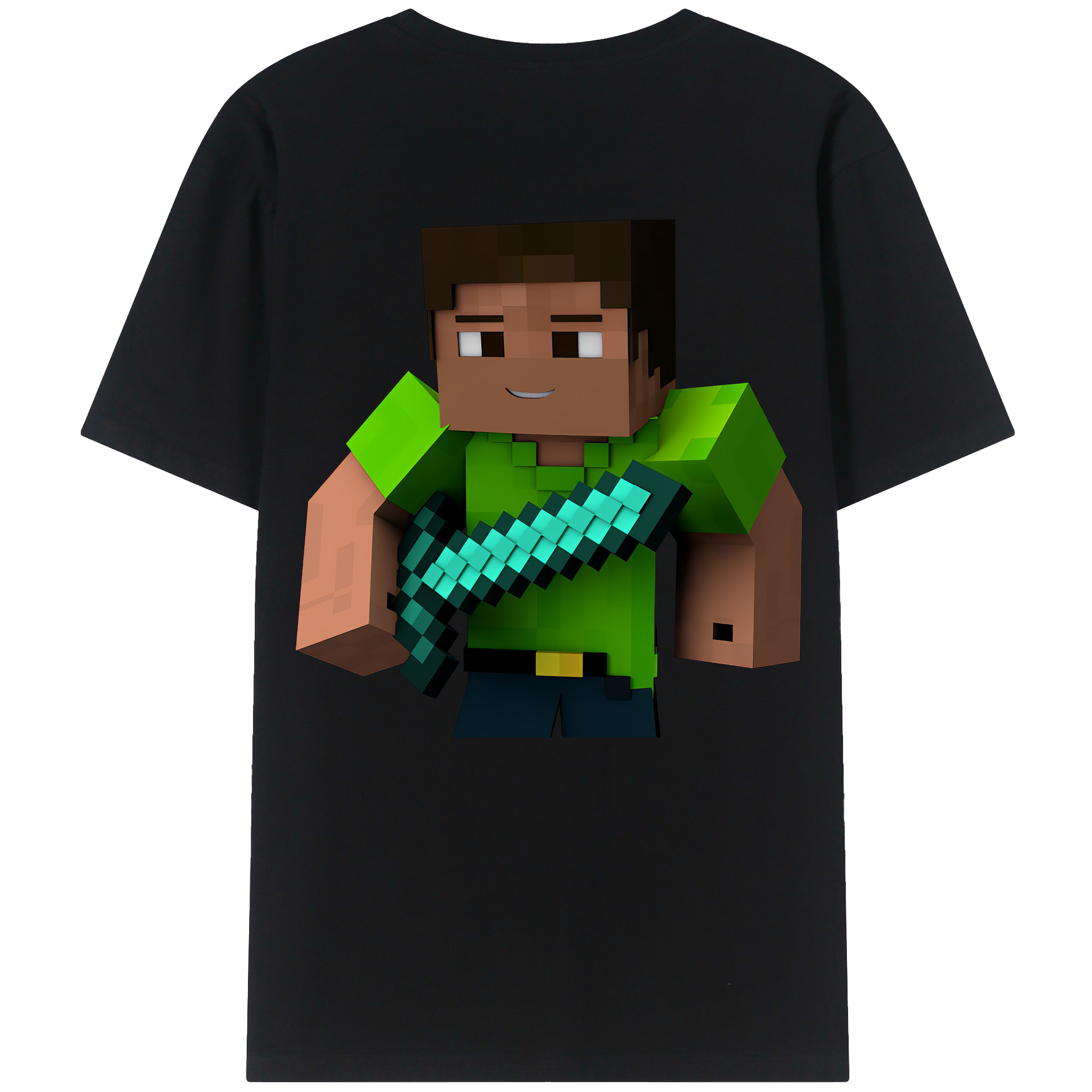 （画像用） マインクラフト ブロックの世界 Minecraft MC Block world 綿100％半袖Tシャツ（背面プリント）