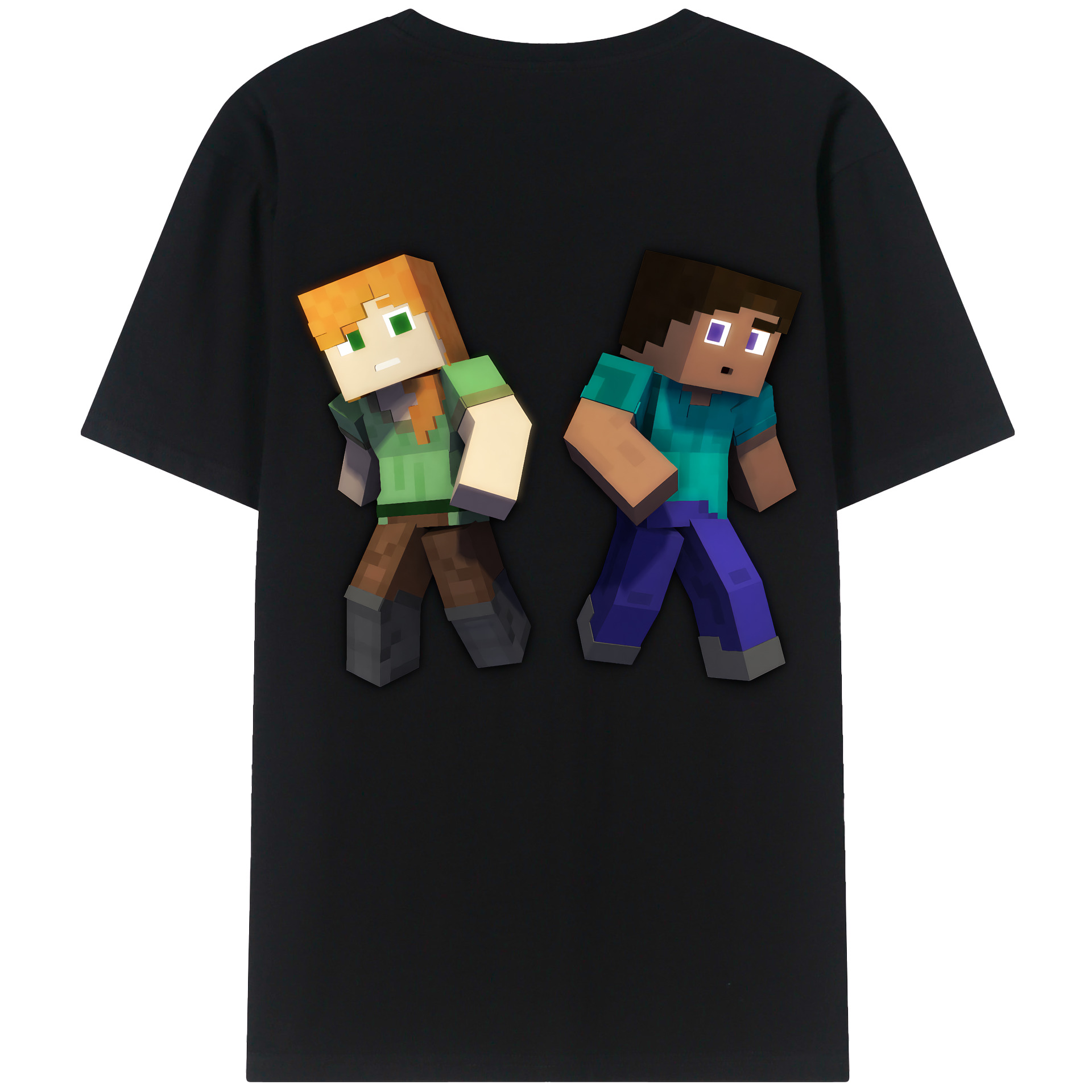 （画像用） マインクラフト ブロックの世界 Minecraft MC Block world 綿100％半袖Tシャツ（背面プリント）