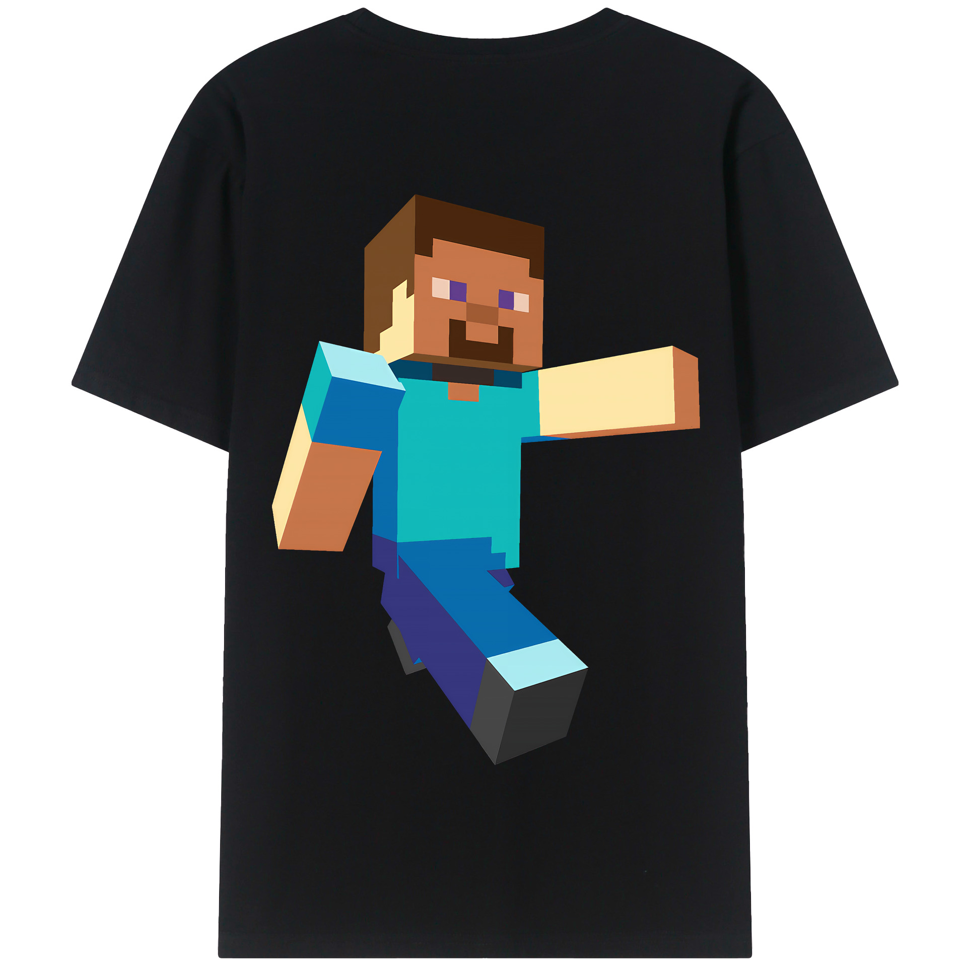 （画像用） マインクラフト ブロックの世界 Minecraft MC Block world 綿100％半袖Tシャツ（背面プリント）