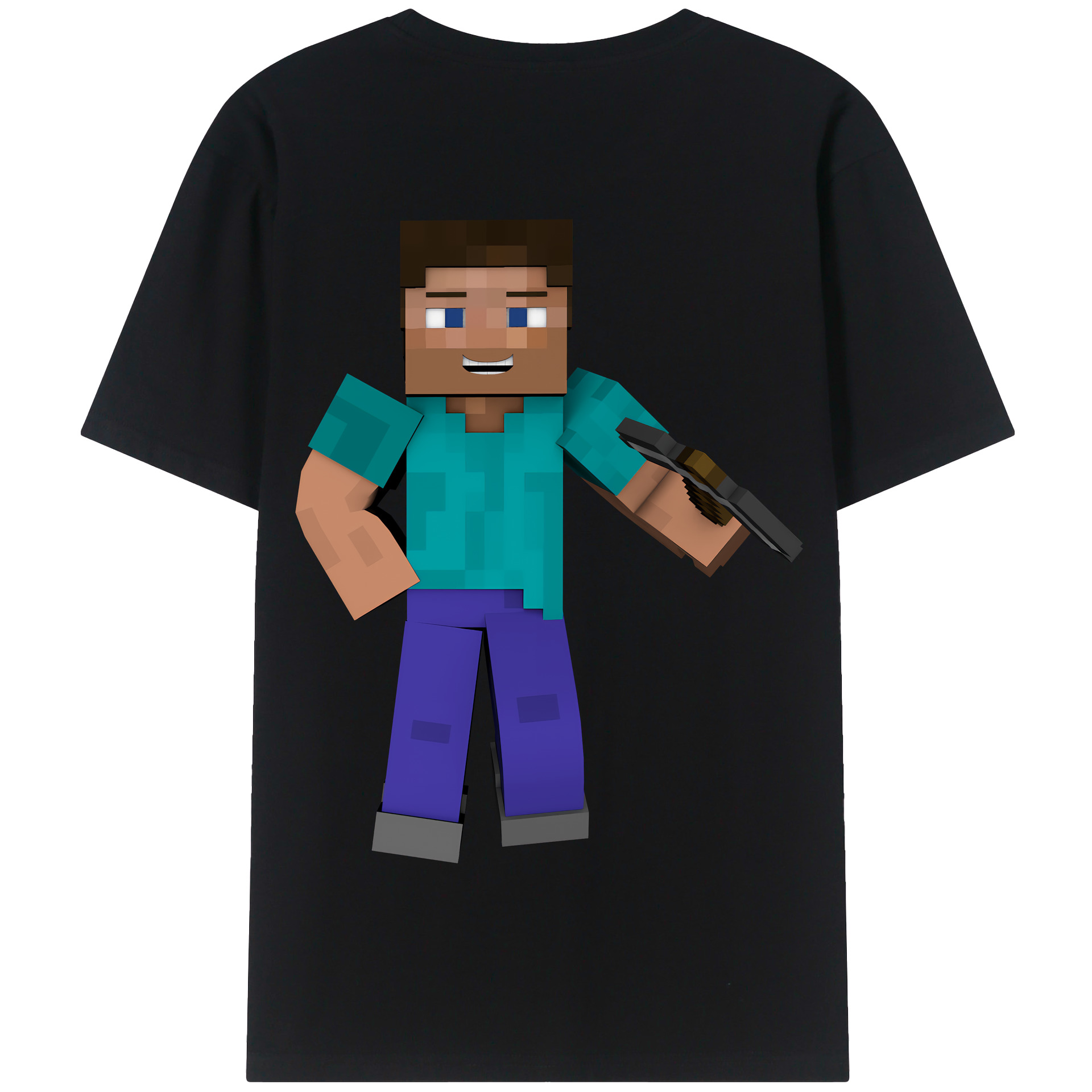 （画像用） マインクラフト ブロックの世界 Minecraft MC Block world 綿100％半袖Tシャツ（背面プリント）
