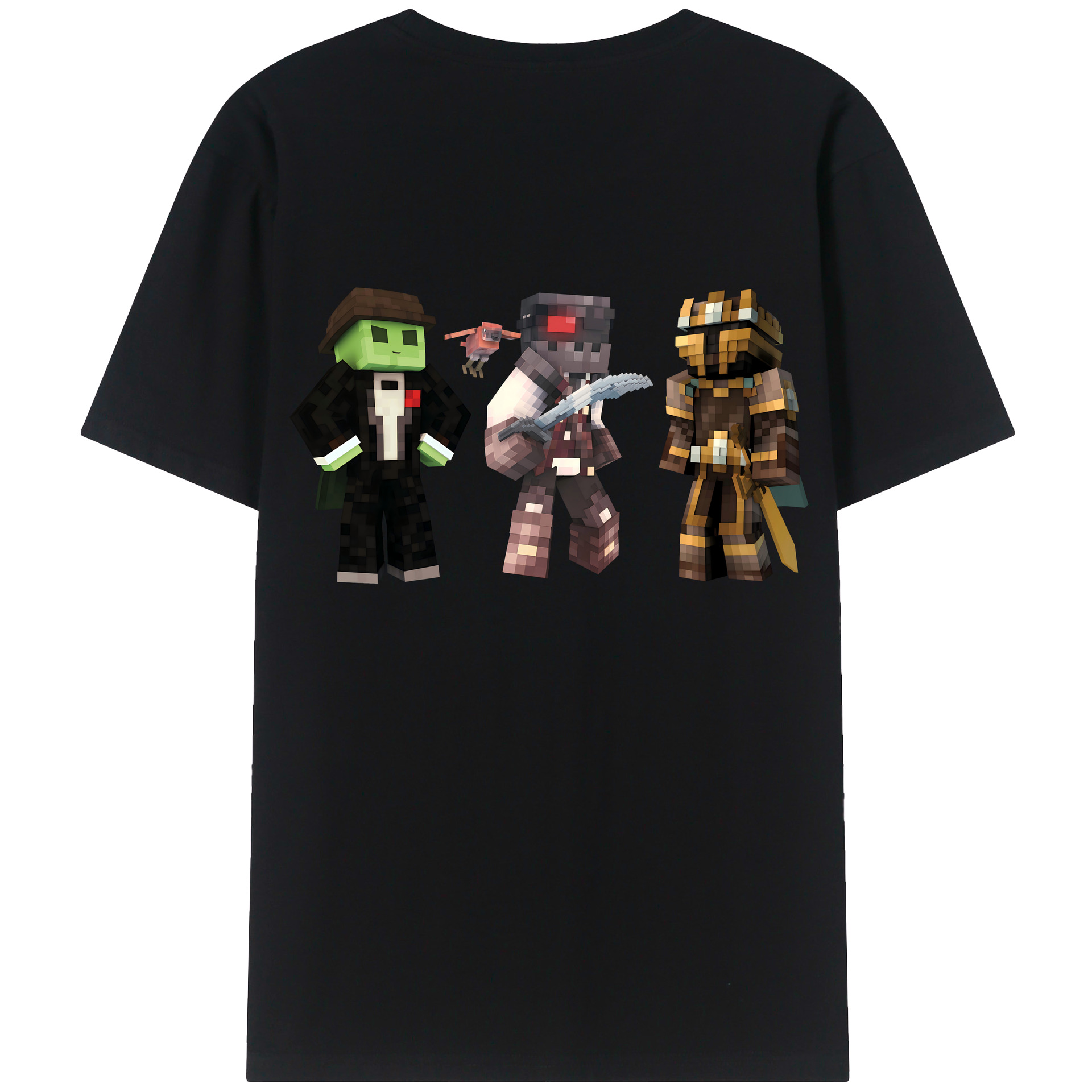 （画像用） マインクラフト ブロックの世界 Minecraft MC Block world 綿100％半袖Tシャツ（背面プリント）
