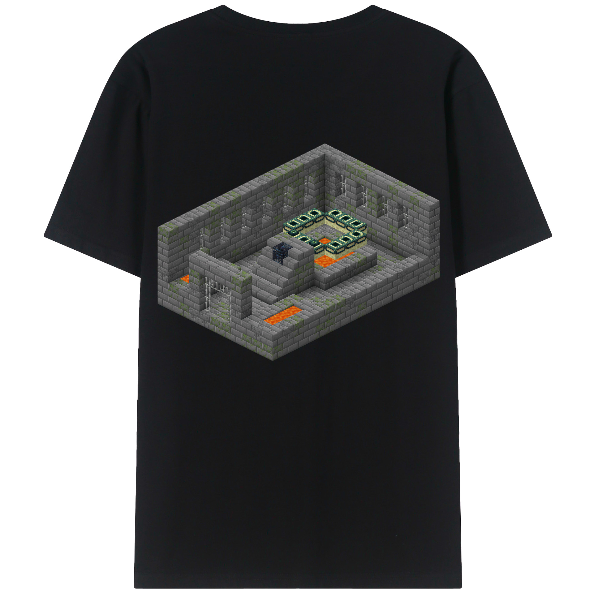 （画像用） マインクラフト ブロックの世界 Minecraft MC Block world 綿100％半袖Tシャツ（背面プリント）