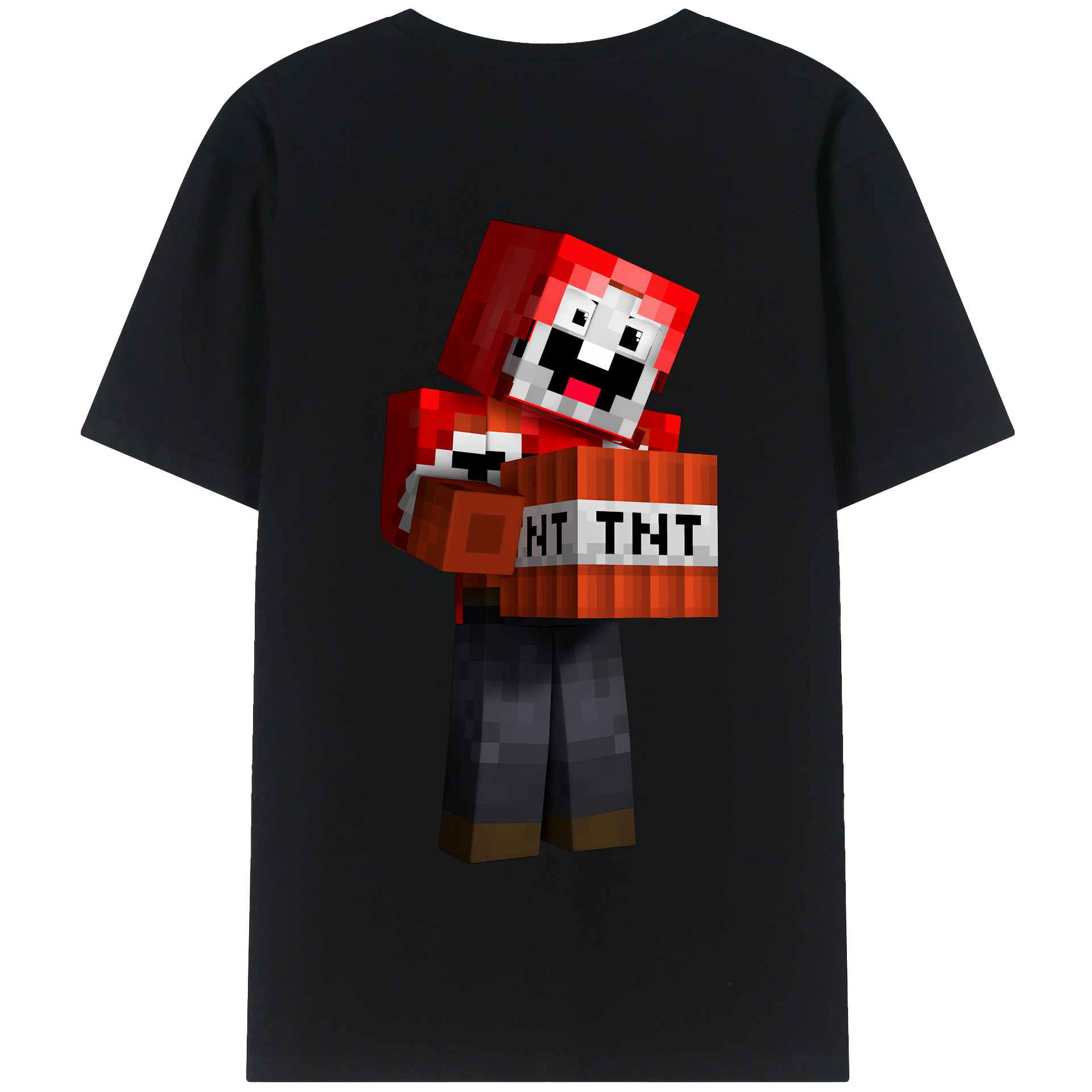 （画像用） マインクラフト ブロックの世界 Minecraft MC Block world 綿100％半袖Tシャツ（背面プリント）