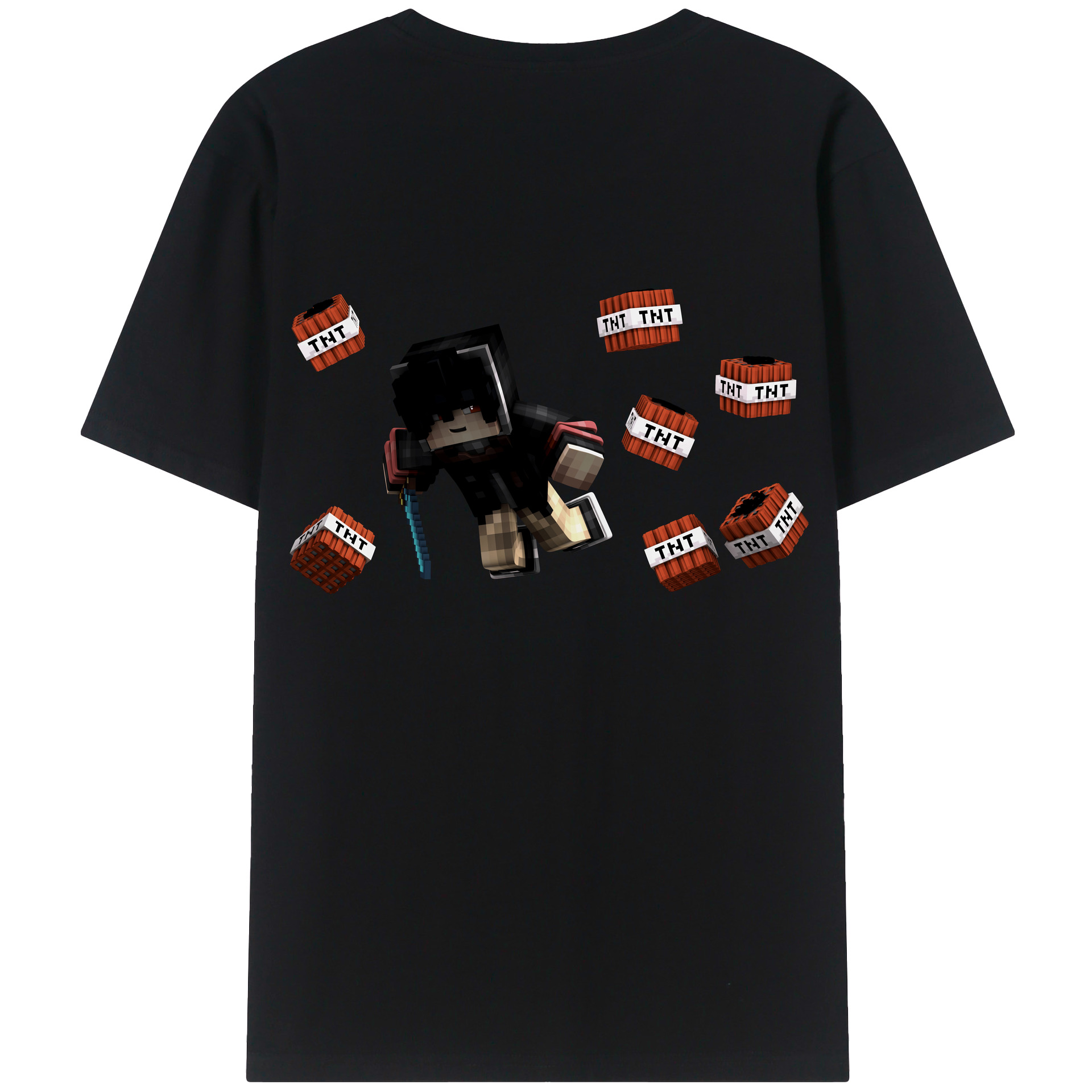 （画像用） マインクラフト ブロックの世界 Minecraft MC Block world 綿100％半袖Tシャツ（背面プリント）