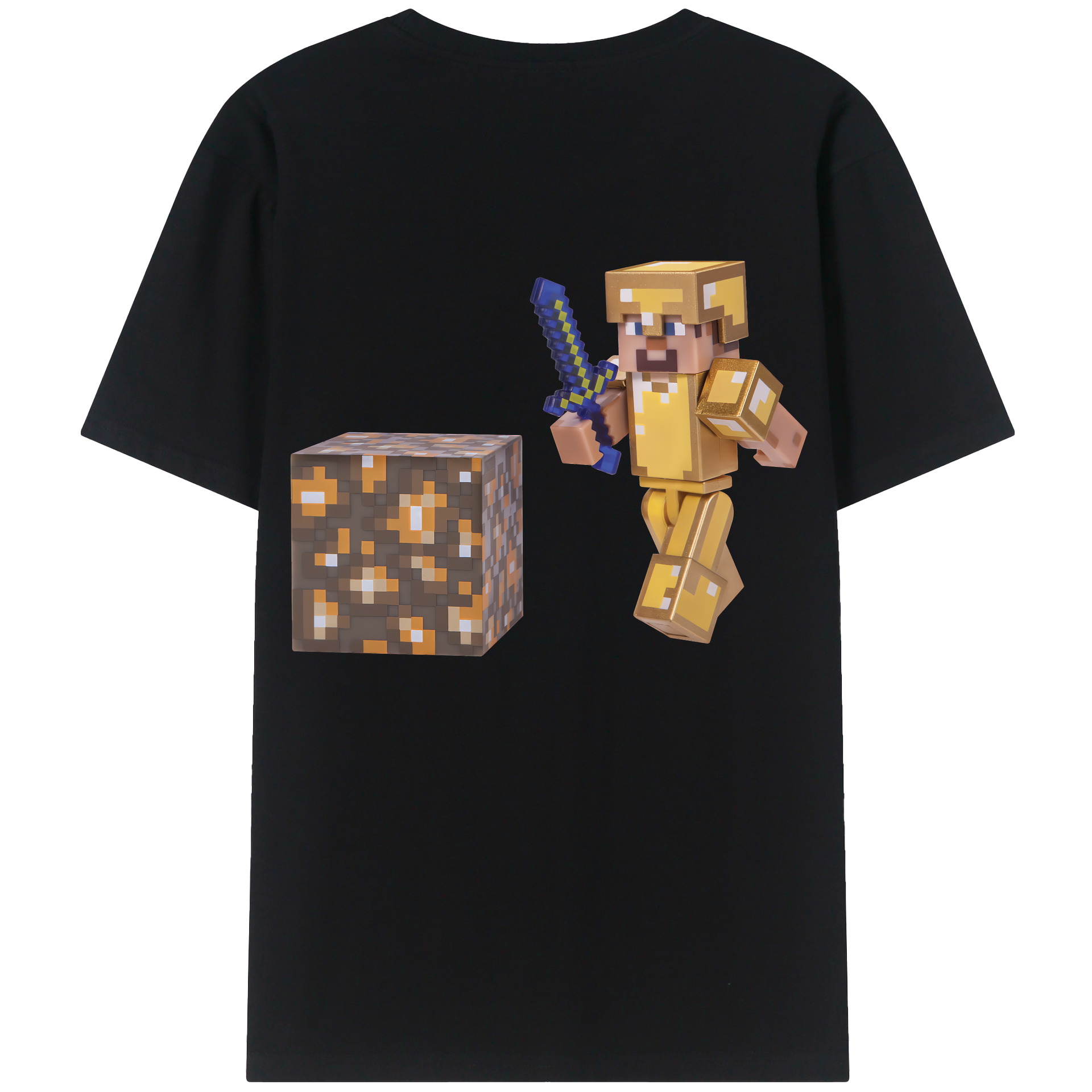 （画像用） マインクラフト ブロックの世界 Minecraft MC Block world 綿100％半袖Tシャツ（背面プリント）