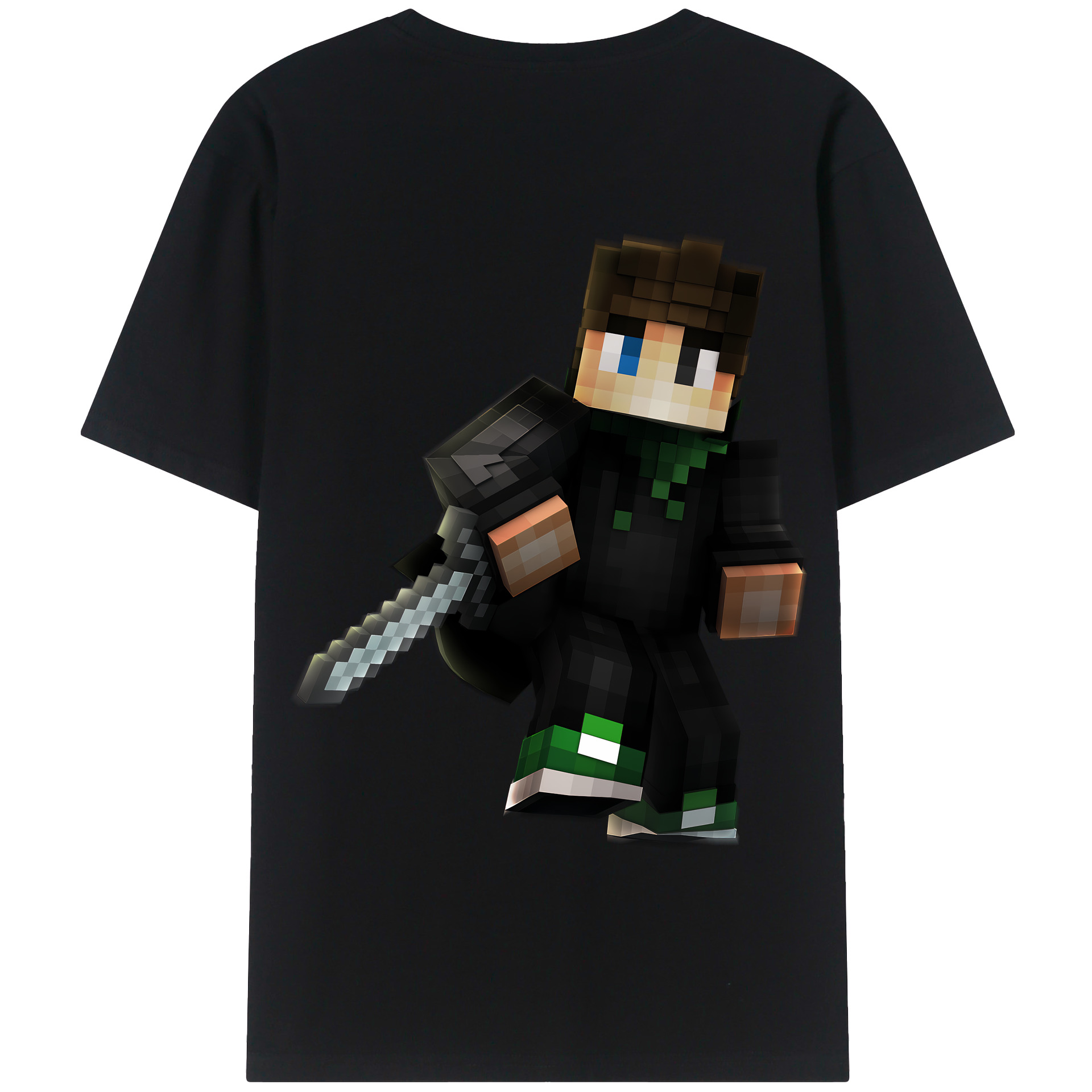（画像用） マインクラフト ブロックの世界 Minecraft MC Block world 綿100％半袖Tシャツ（背面プリント）