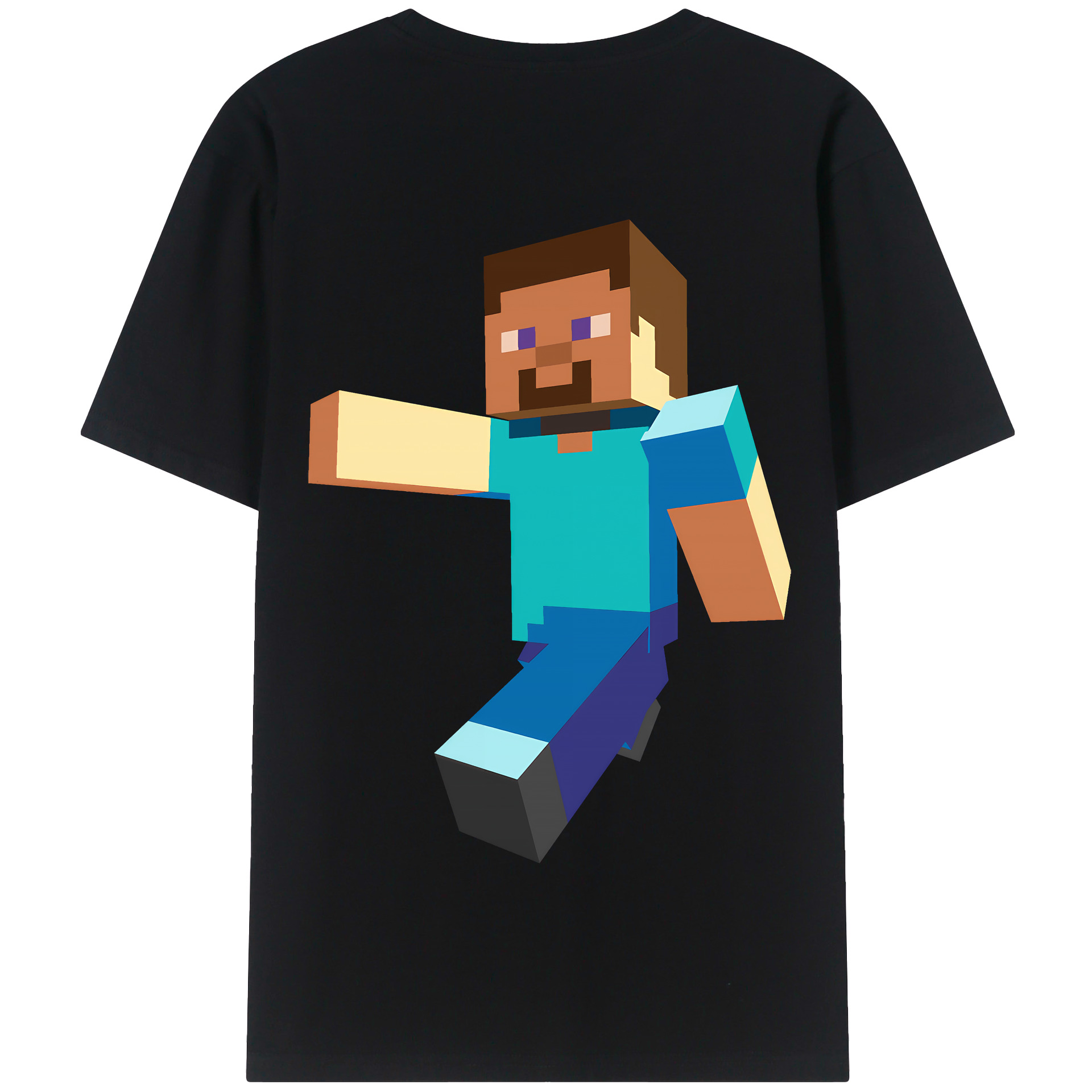 （画像用） マインクラフト ブロックの世界 Minecraft MC Block world 綿100％半袖Tシャツ（背面プリント）