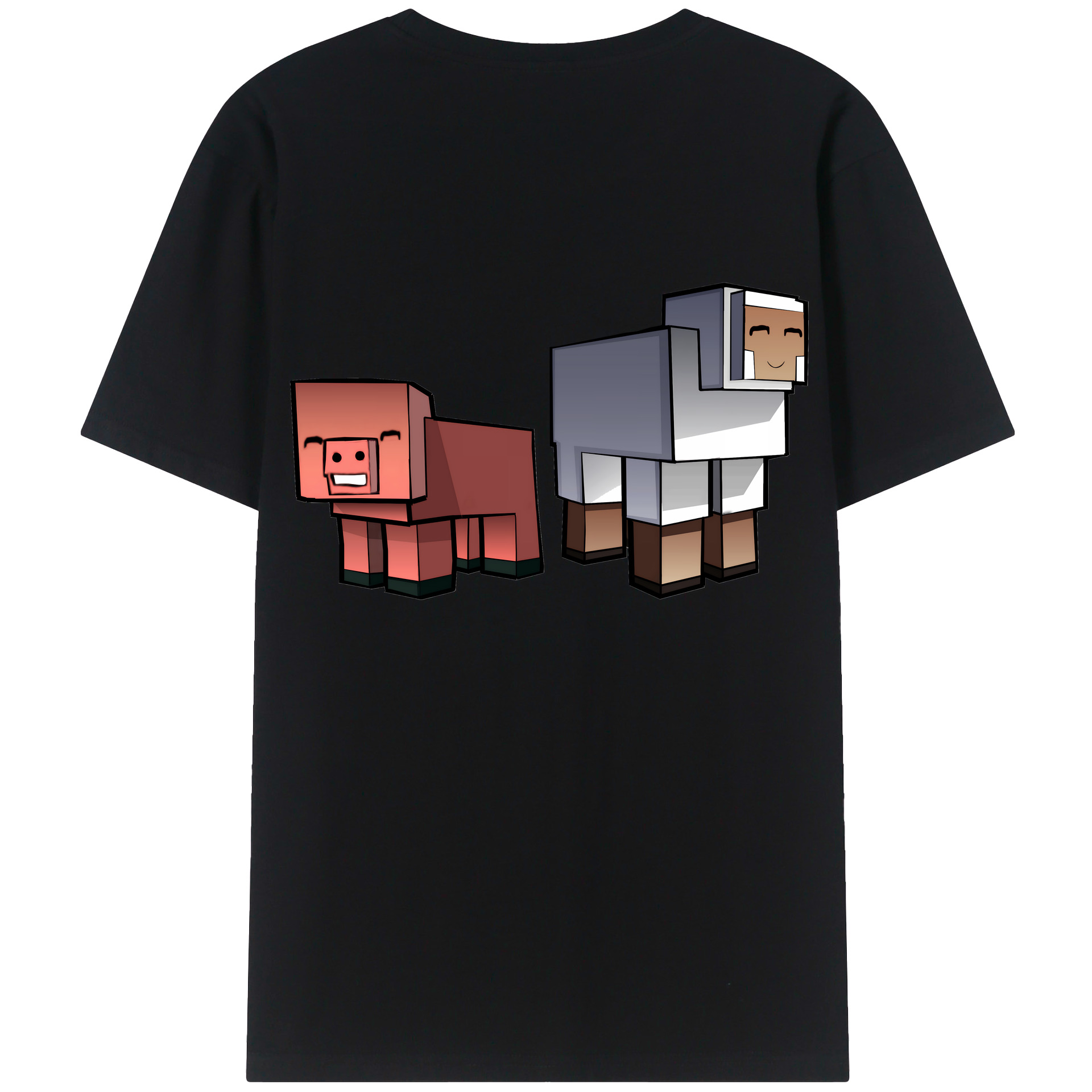 （画像用） マインクラフト ブロックの世界 Minecraft MC Block world 綿100％半袖Tシャツ（背面プリント）