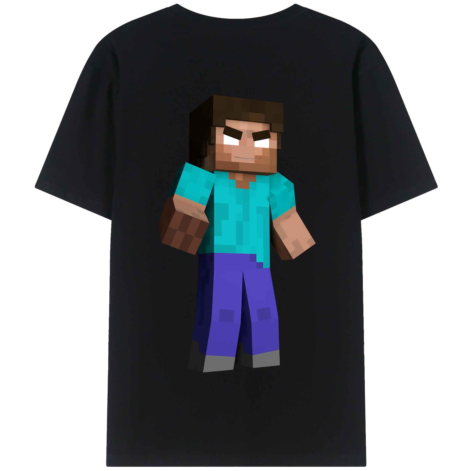 （画像用） マインクラフト ブロックの世界 Minecraft MC Block world 綿100％半袖Tシャツ（背面プリント）
