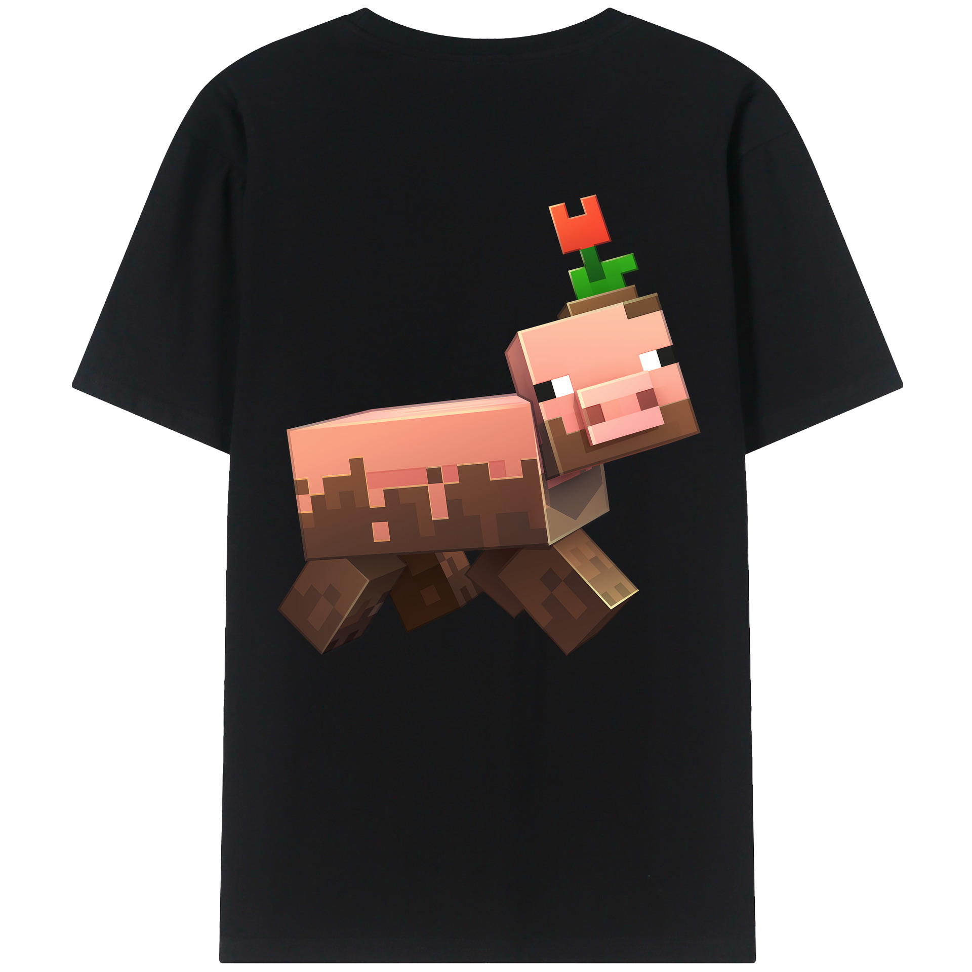 （画像用） マインクラフト ブロックの世界 Minecraft MC Block world 綿100％半袖Tシャツ（背面プリント）