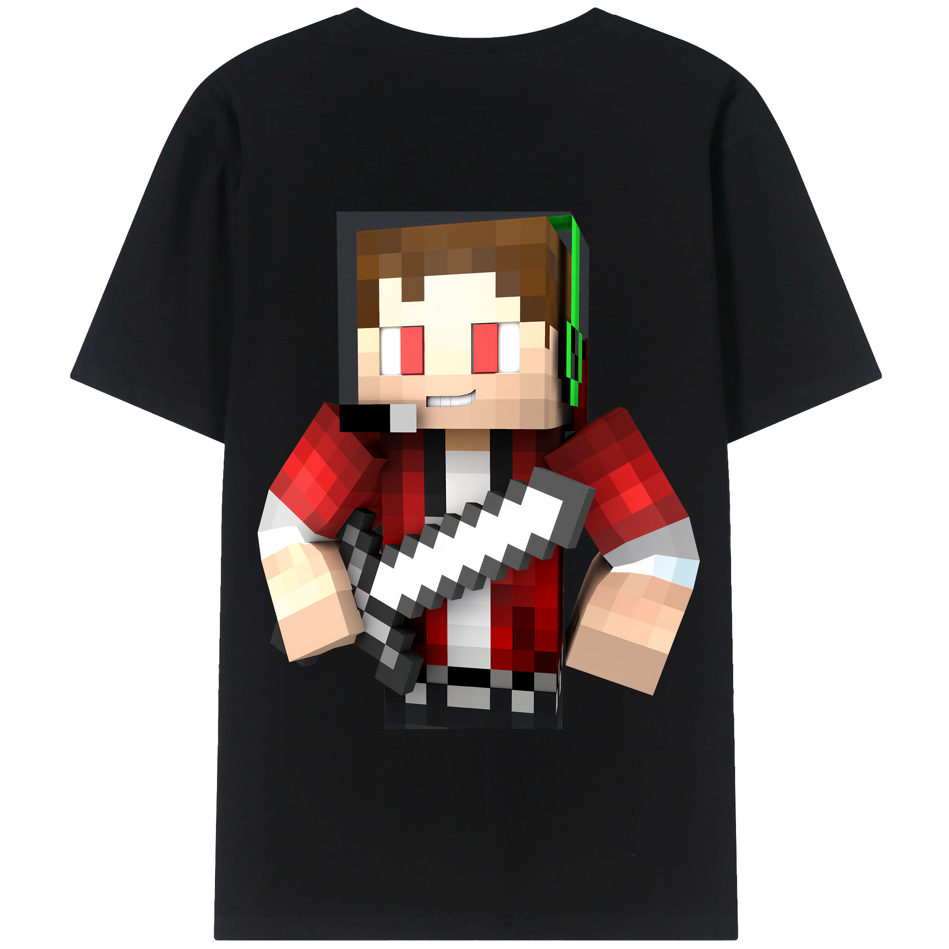 （画像用） マインクラフト ブロックの世界 Minecraft MC Block world 綿100％半袖Tシャツ（背面プリント）