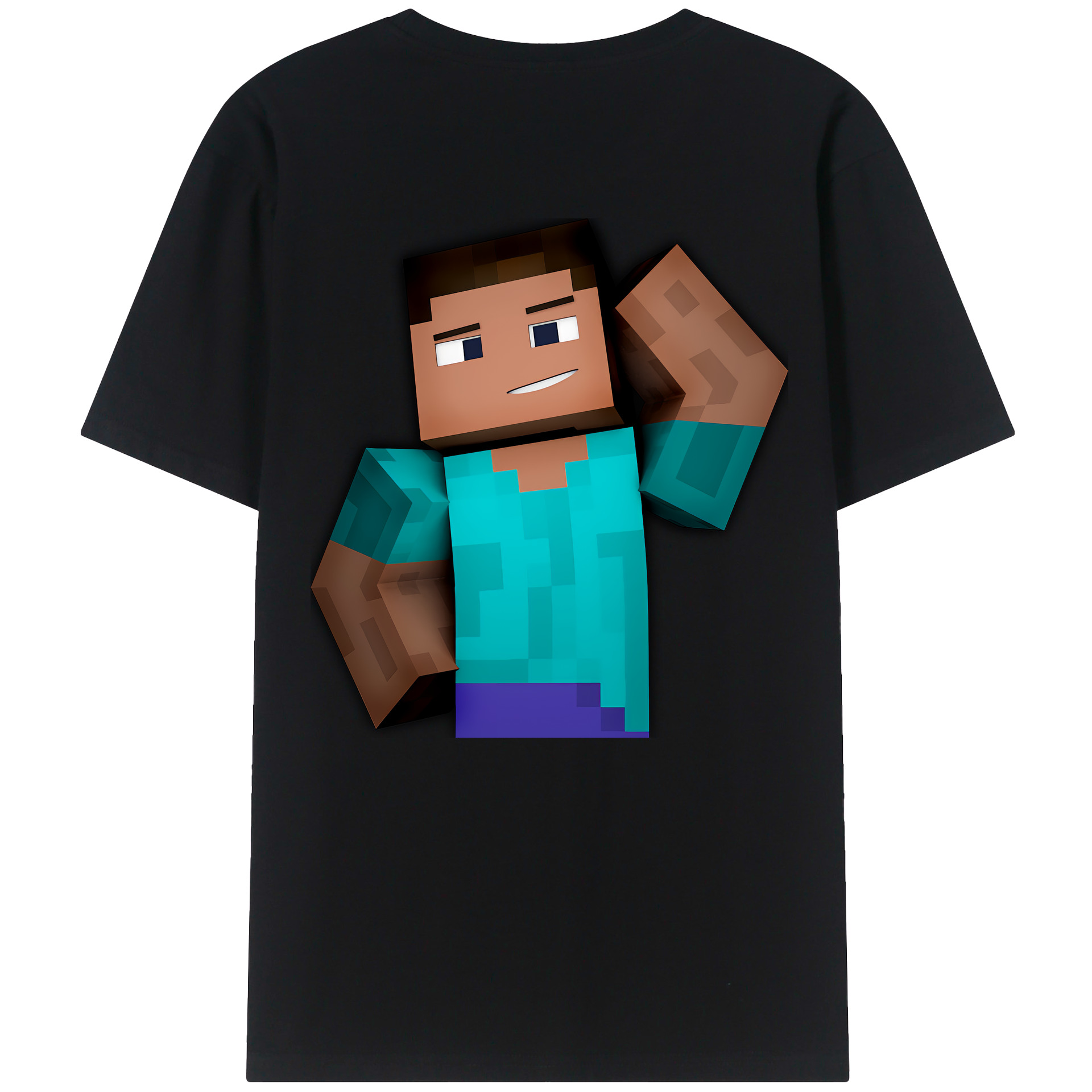 （画像用） マインクラフト ブロックの世界 Minecraft MC Block world 綿100％半袖Tシャツ（背面プリント）