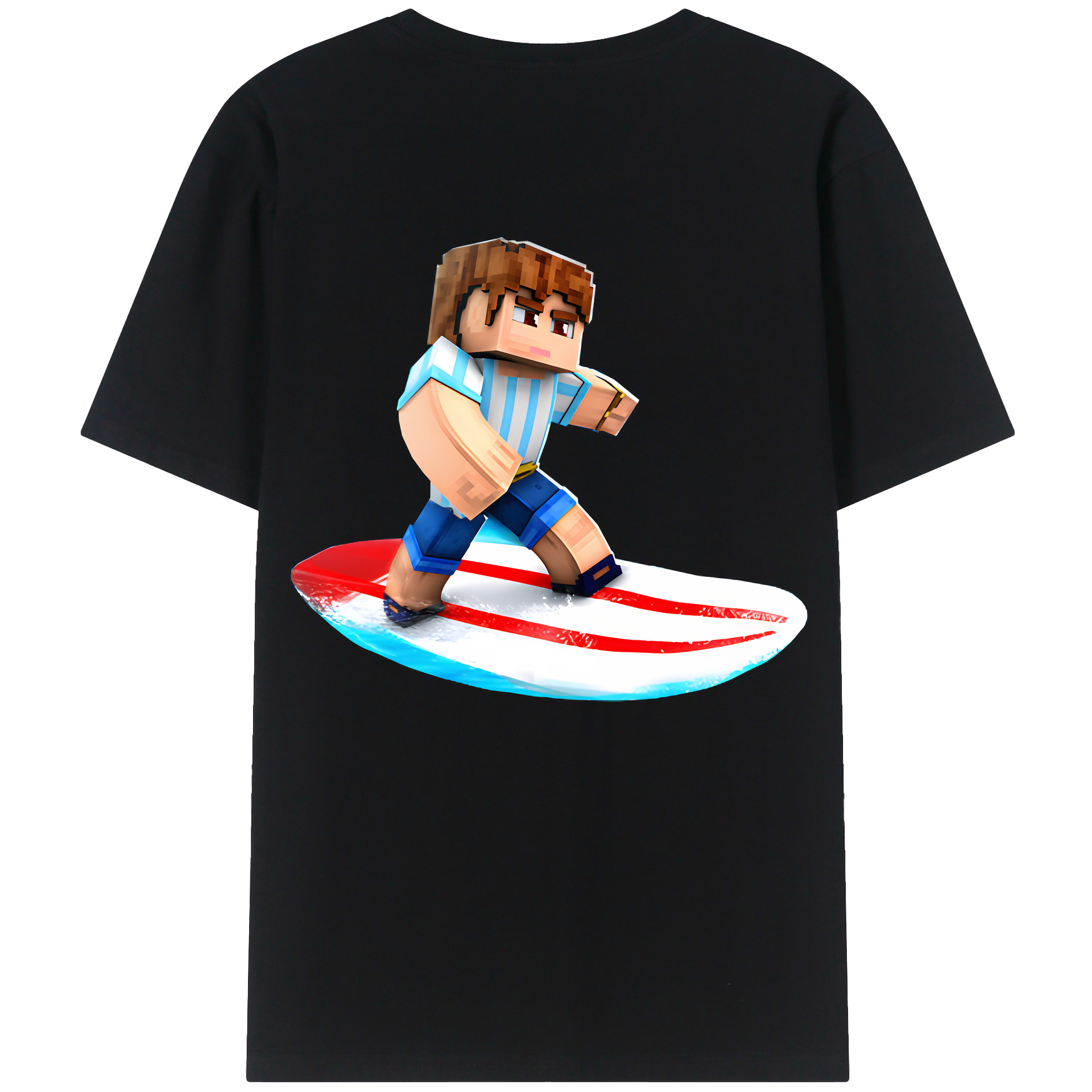 （画像用） マインクラフト ブロックの世界 Minecraft MC Block world 綿100％半袖Tシャツ（背面プリント）