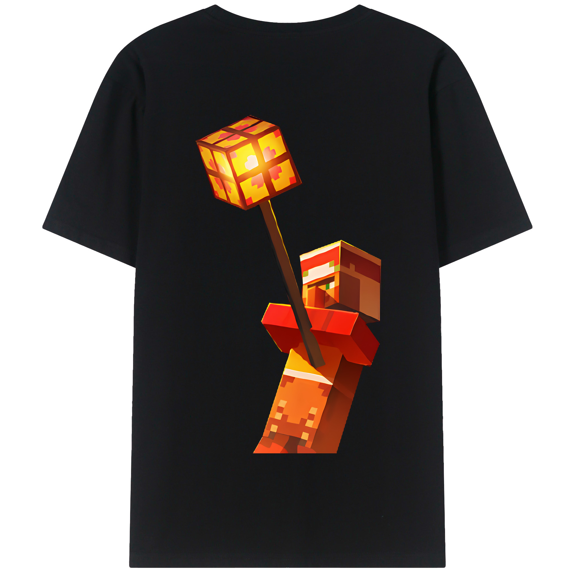 （画像用） マインクラフト ブロックの世界 Minecraft MC Block world 綿100％半袖Tシャツ（背面プリント）