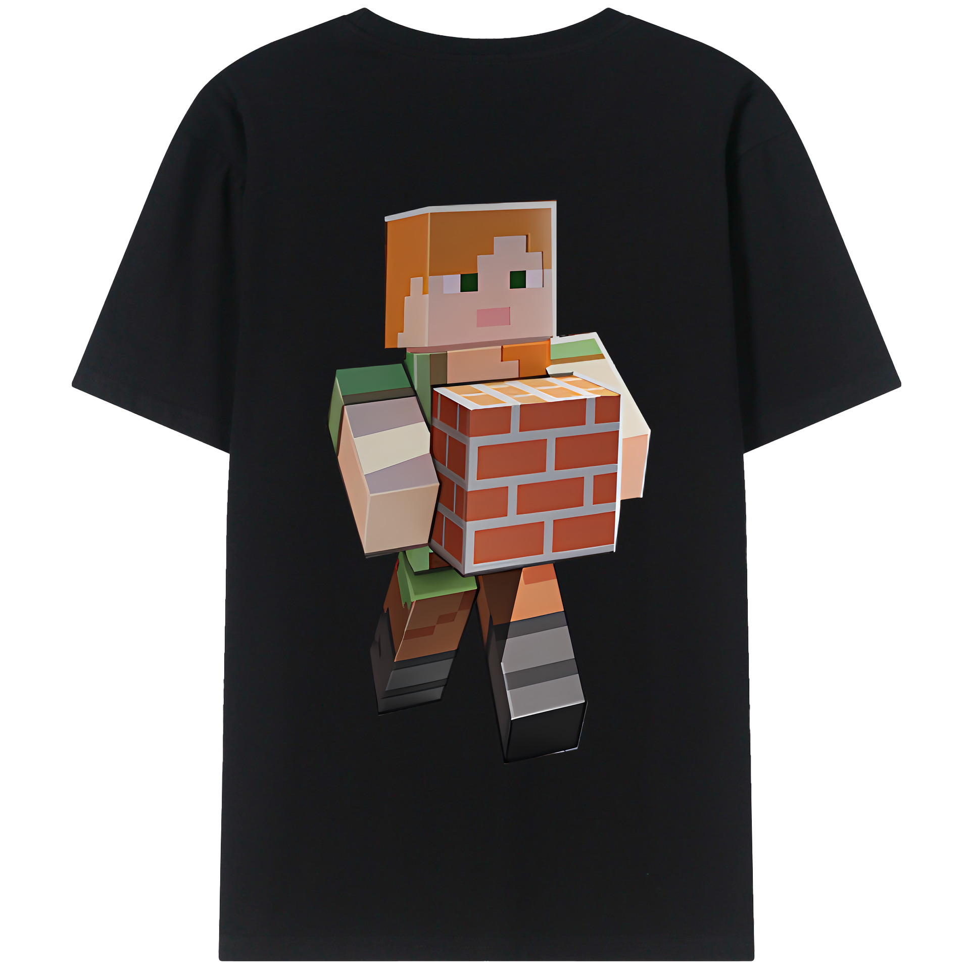 （画像用） マインクラフト ブロックの世界 Minecraft MC Block world 綿100％半袖Tシャツ（背面プリント）