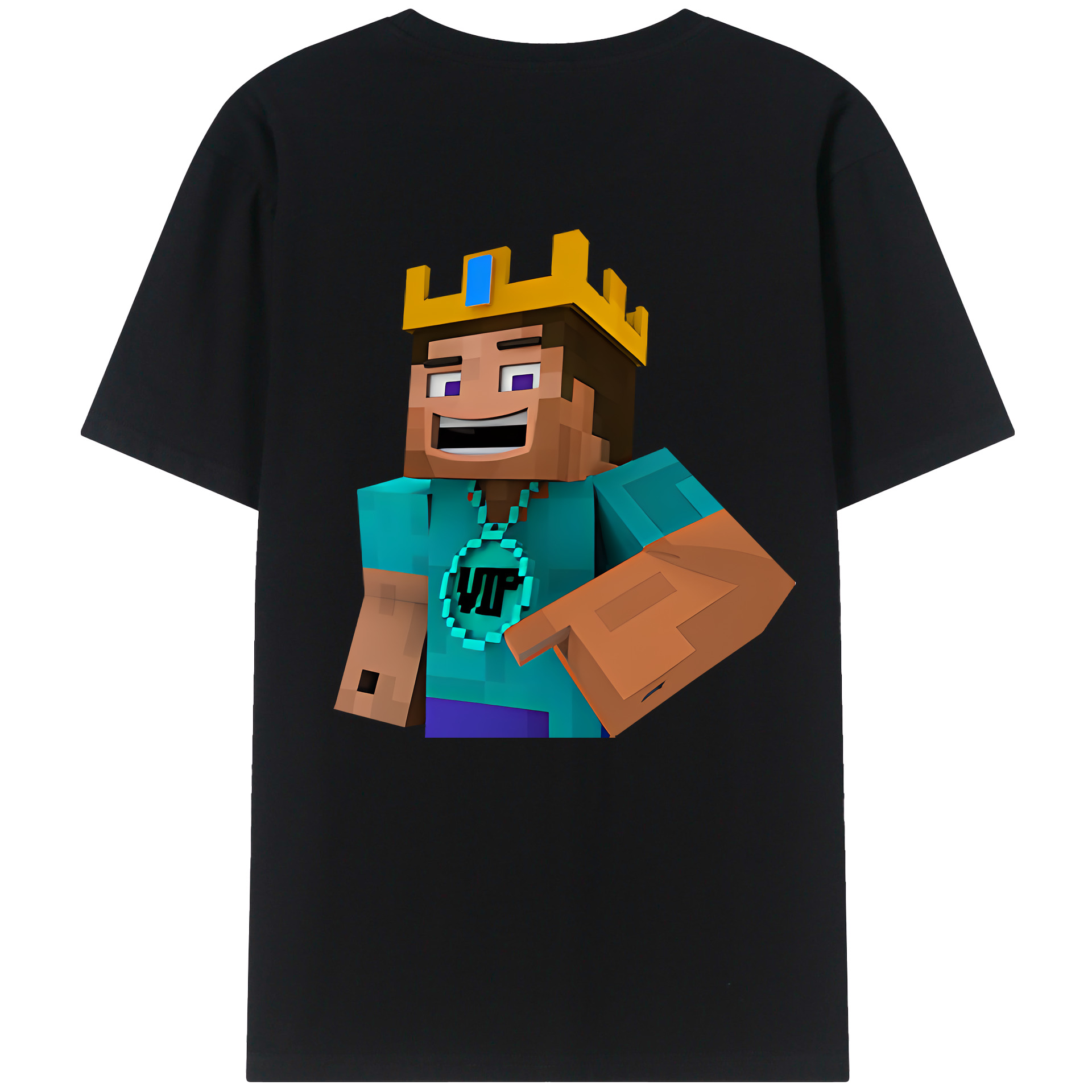 （画像用） マインクラフト ブロックの世界 Minecraft MC Block world 綿100％半袖Tシャツ（背面プリント）