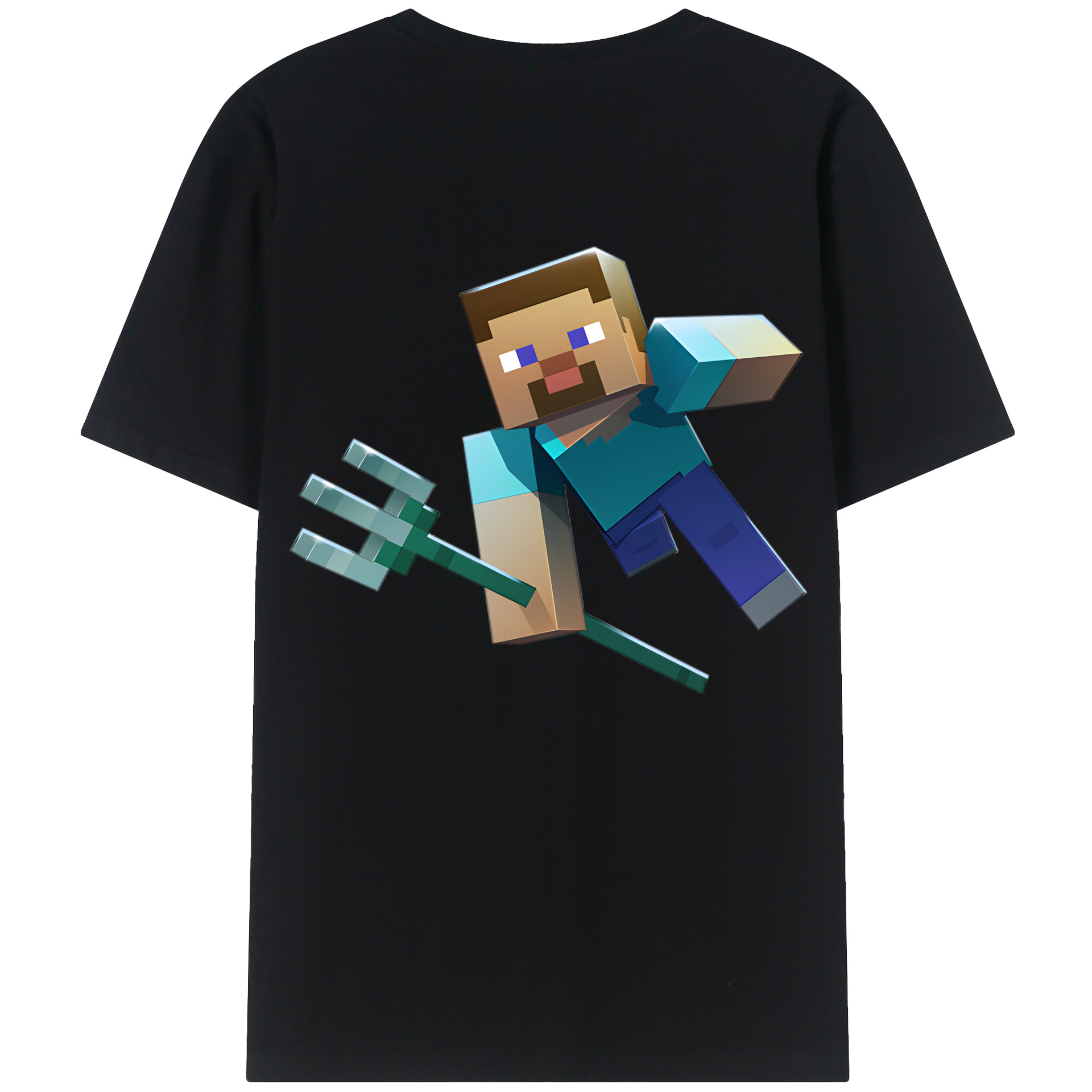 （画像用） マインクラフト ブロックの世界 Minecraft MC Block world 綿100％半袖Tシャツ（背面プリント）