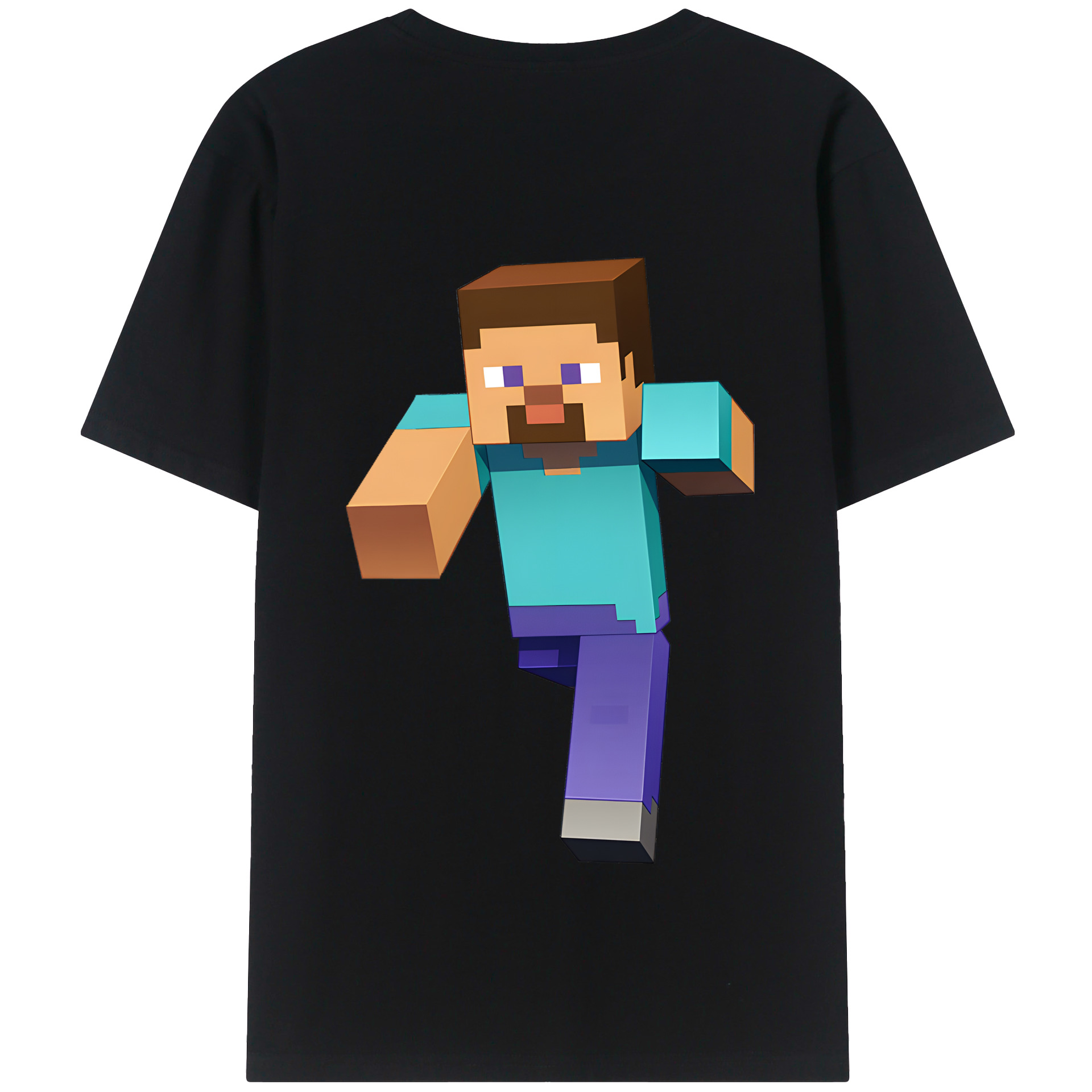 （画像用） マインクラフト ブロックの世界 Minecraft MC Block world 綿100％半袖Tシャツ（背面プリント）