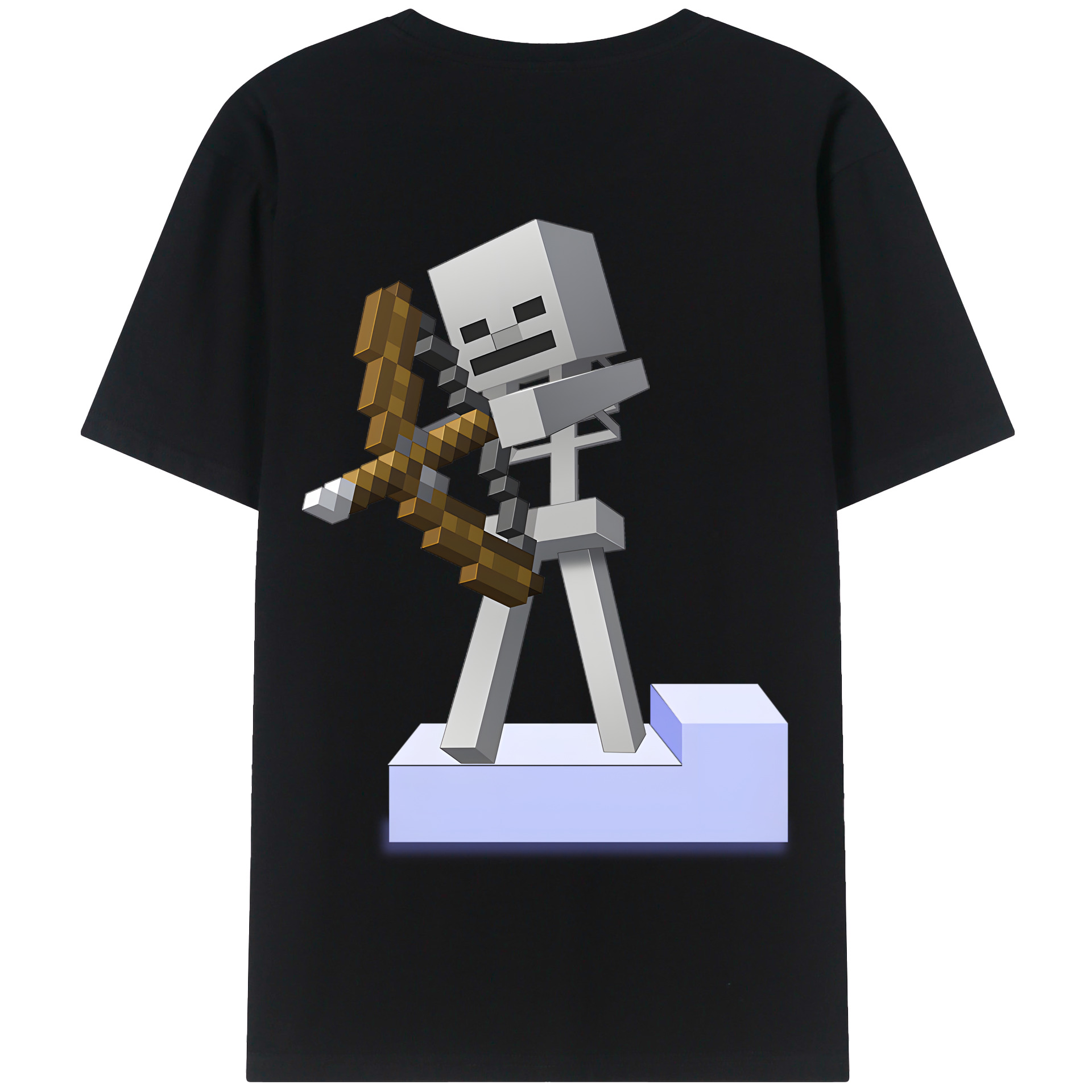 （画像用） マインクラフト ブロックの世界 Minecraft MC Block world 綿100％半袖Tシャツ（背面プリント）