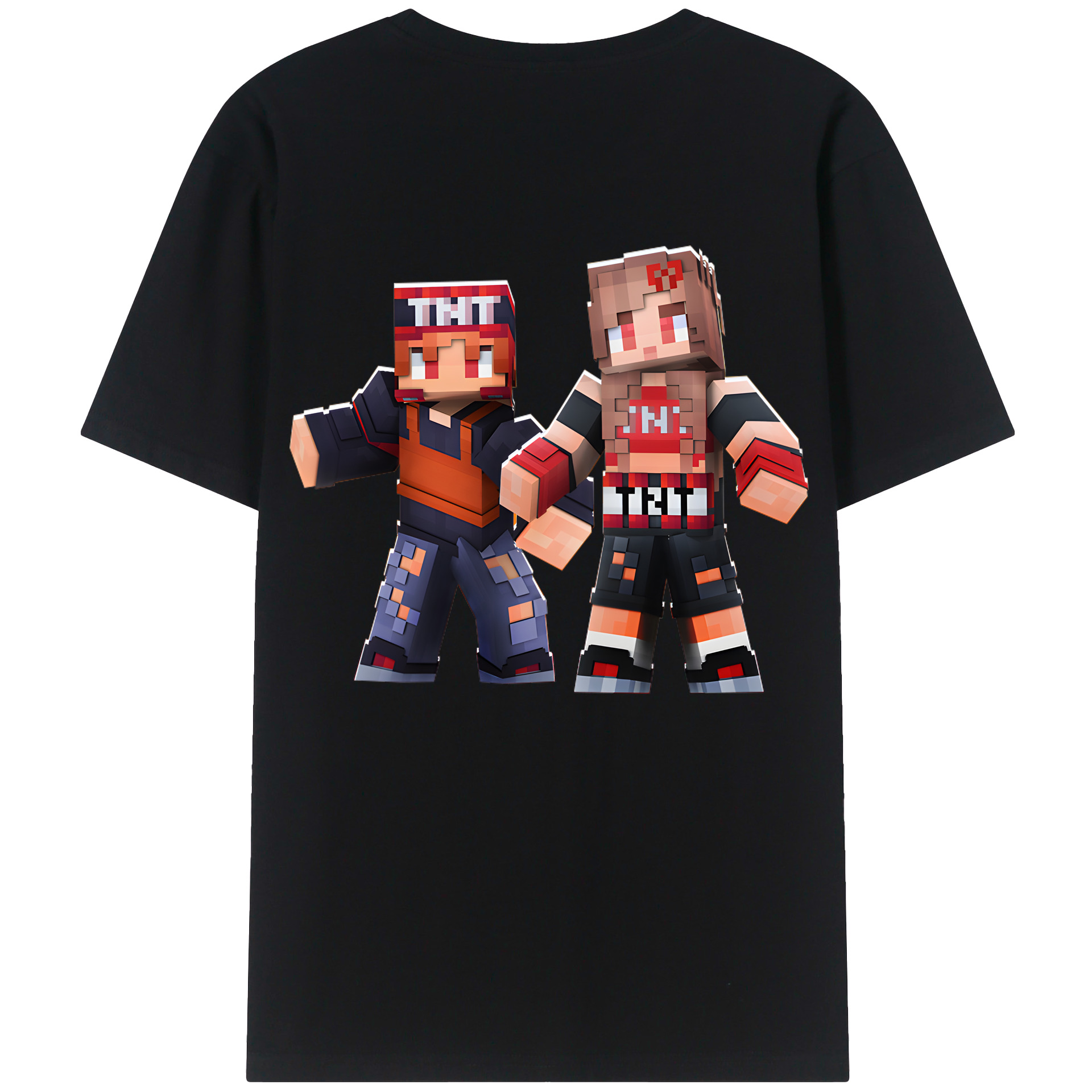 （画像用） マインクラフト ブロックの世界 Minecraft MC Block world 綿100％半袖Tシャツ（背面プリント）