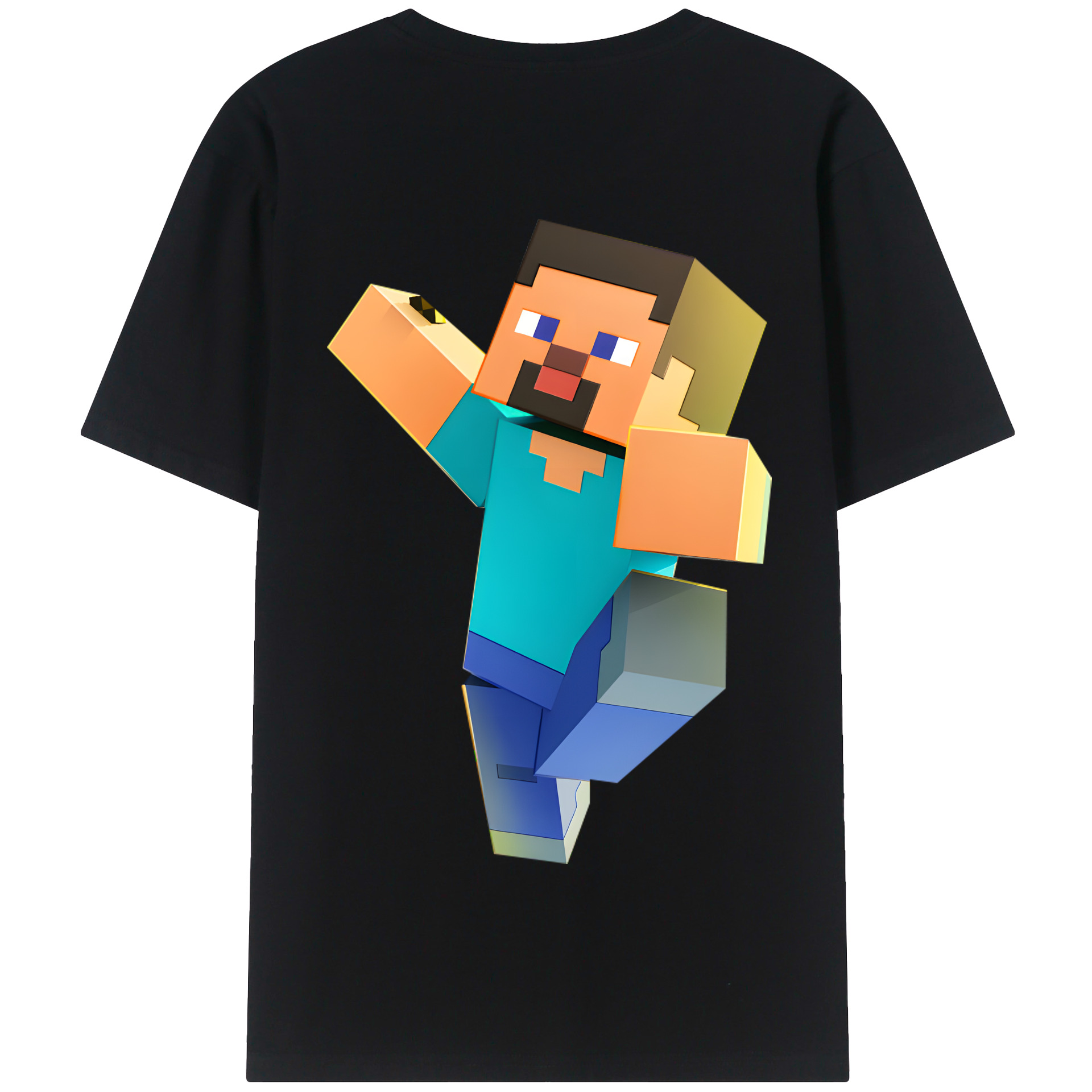 （画像用） マインクラフト ブロックの世界 Minecraft MC Block world 綿100％半袖Tシャツ（背面プリント）
