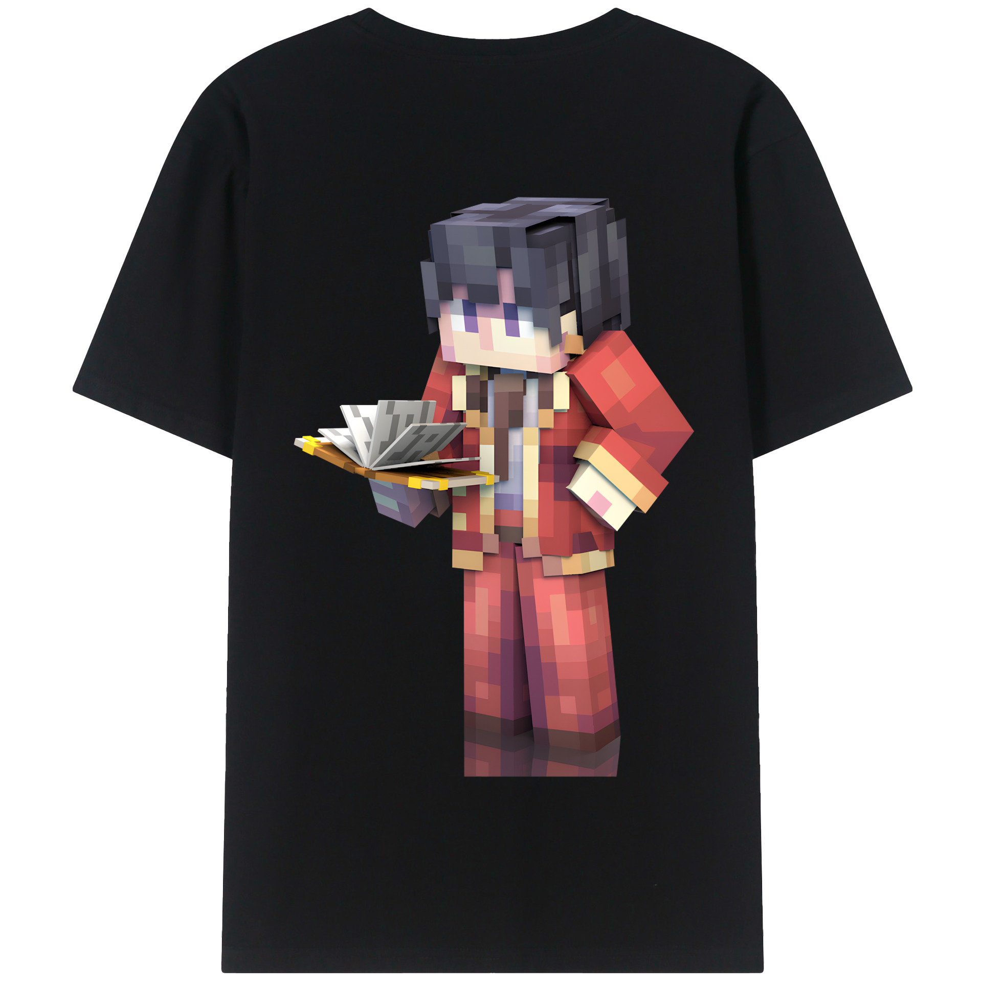（画像用） マインクラフト ブロックの世界 Minecraft MC Block world 綿100％半袖Tシャツ（背面プリント）