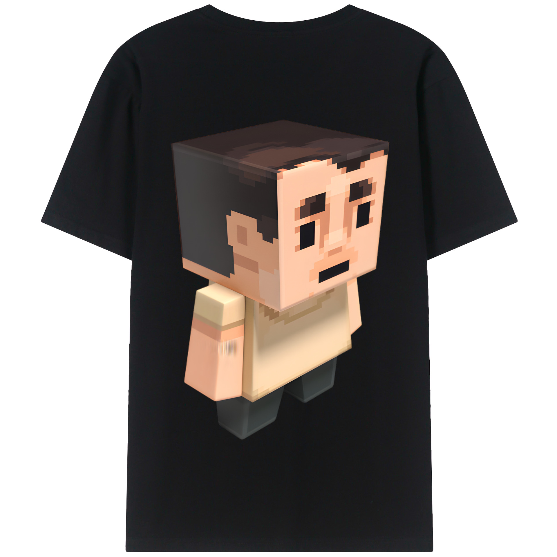 （画像用） マインクラフト ブロックの世界 Minecraft MC Block world 綿100％半袖Tシャツ（背面プリント）