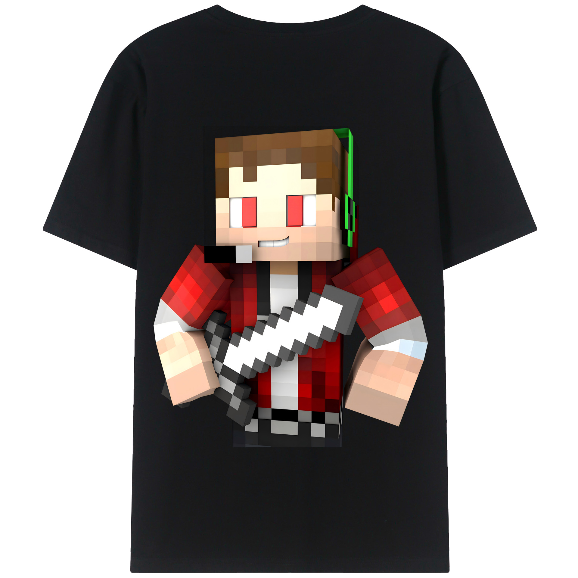 （画像用） マインクラフト ブロックの世界 Minecraft MC Block world 綿100％半袖Tシャツ（背面プリント）