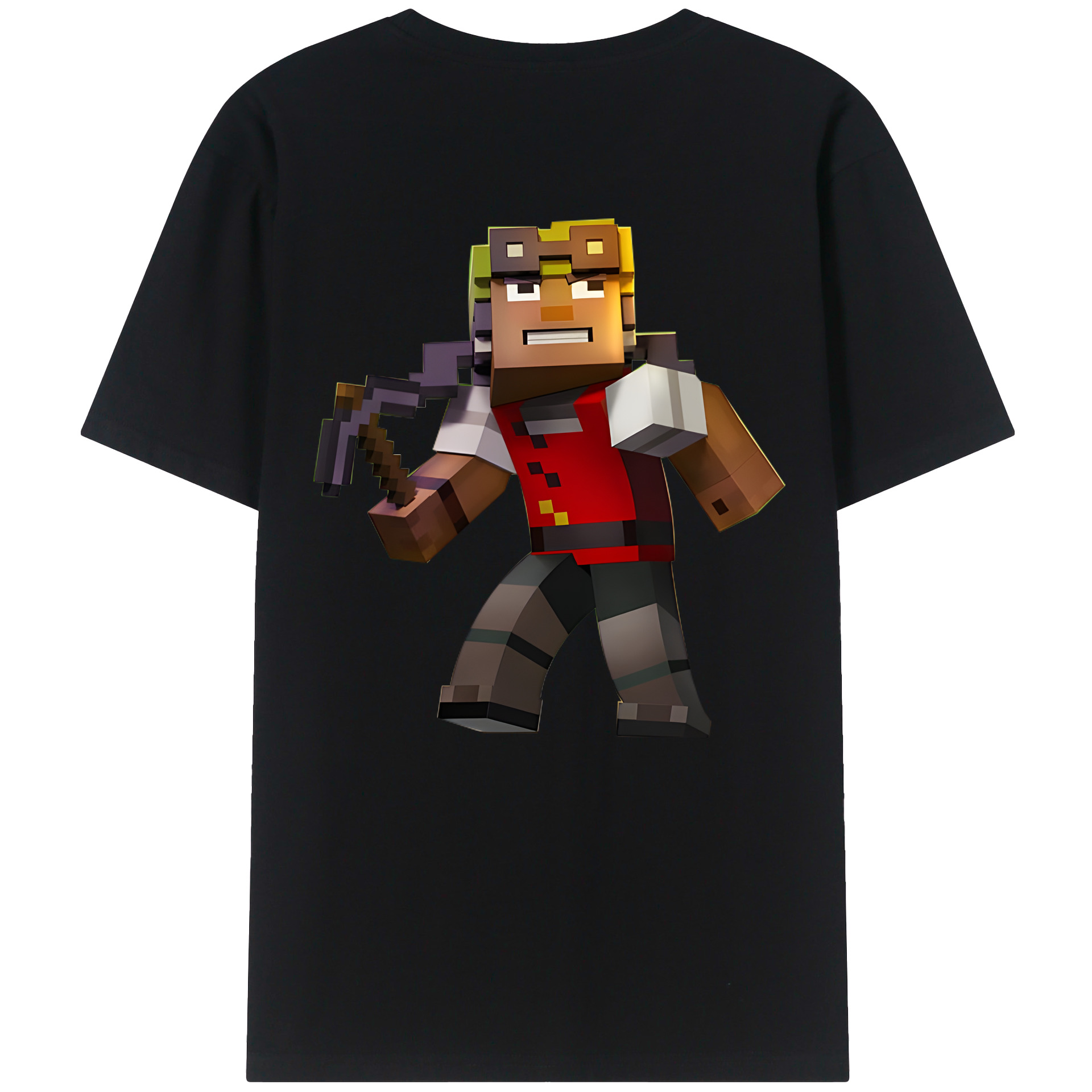 （画像用） マインクラフト ブロックの世界 Minecraft MC Block world 綿100％半袖Tシャツ（背面プリント）