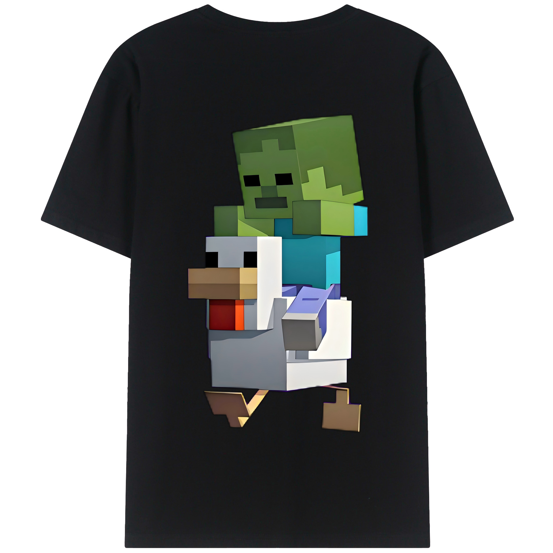 （画像用） マインクラフト ブロックの世界 Minecraft MC Block world 綿100％半袖Tシャツ（背面プリント）
