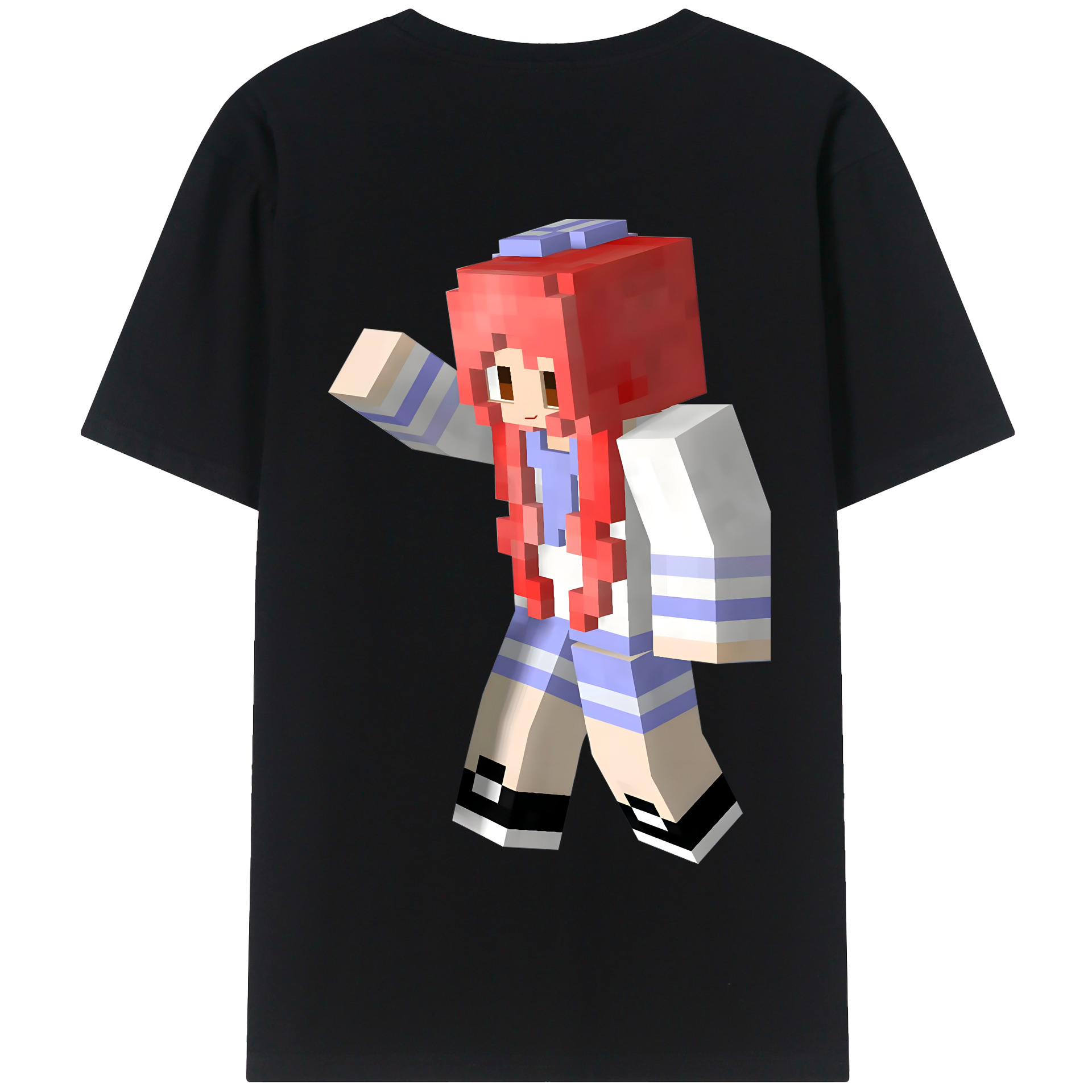 （画像用） マインクラフト ブロックの世界 Minecraft MC Block world 綿100％半袖Tシャツ（背面プリント）