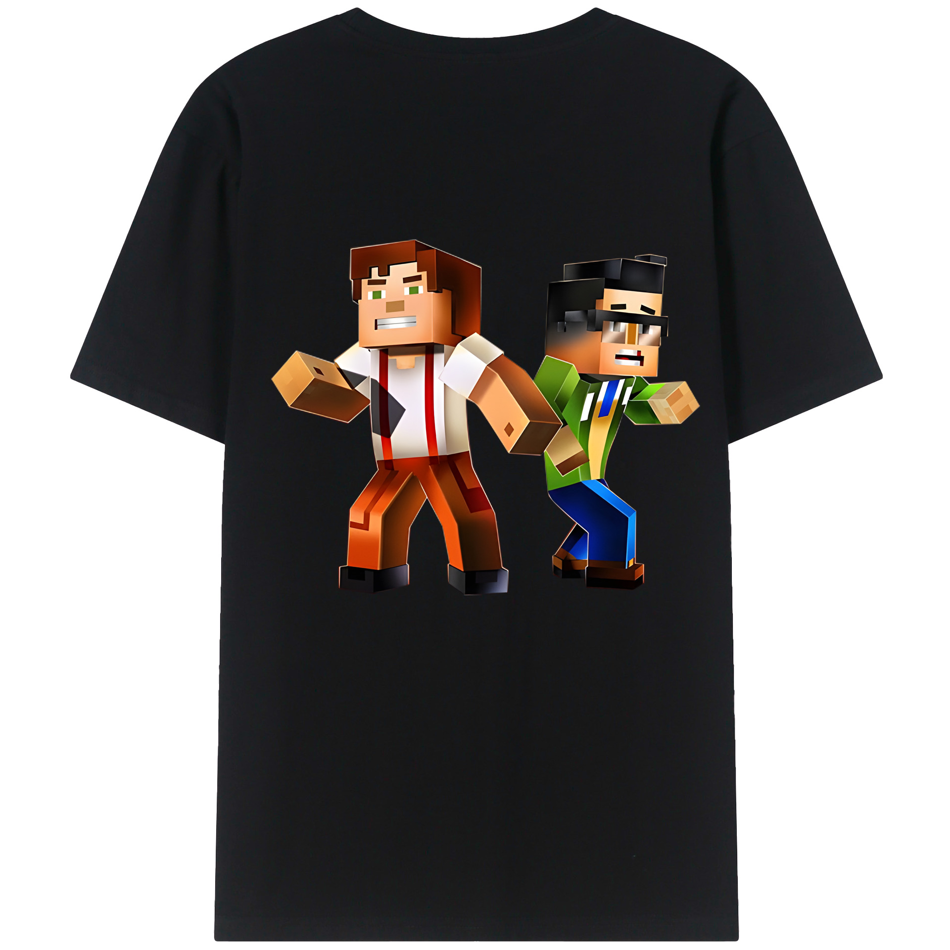 （画像用） マインクラフト ブロックの世界 Minecraft MC Block world 綿100％半袖Tシャツ（背面プリント）