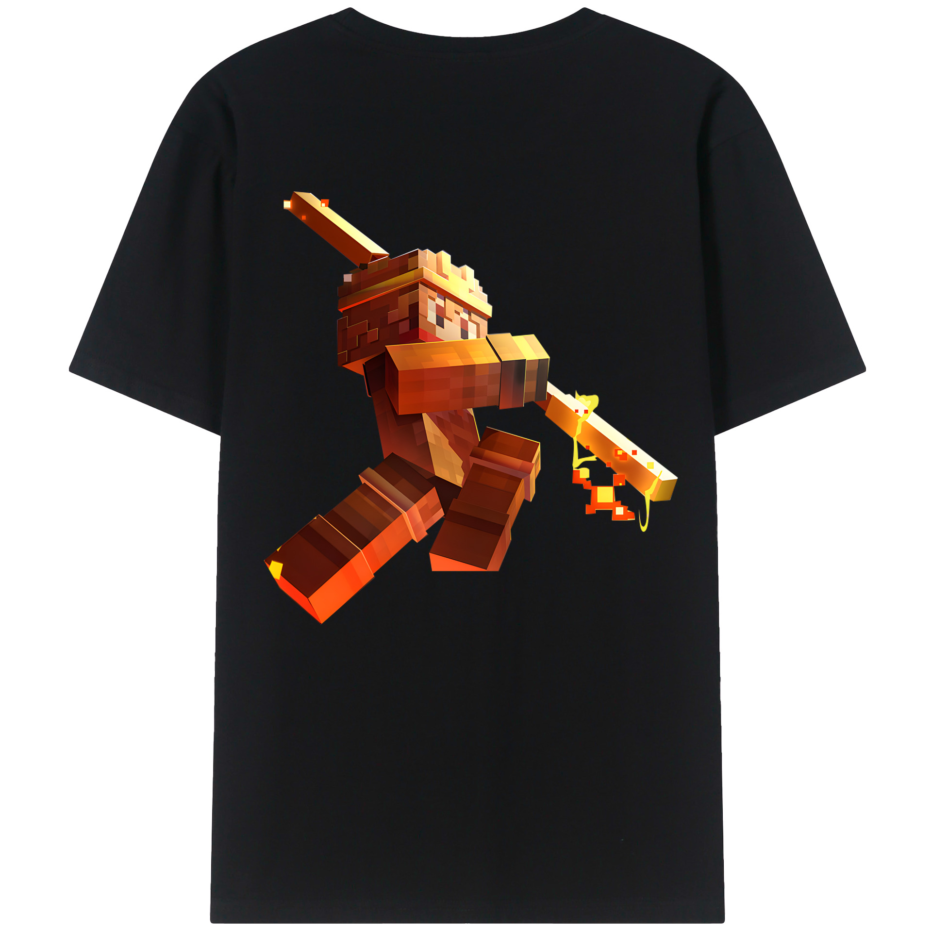 （画像用） マインクラフト ブロックの世界 Minecraft MC Block world 綿100％半袖Tシャツ（背面プリント）