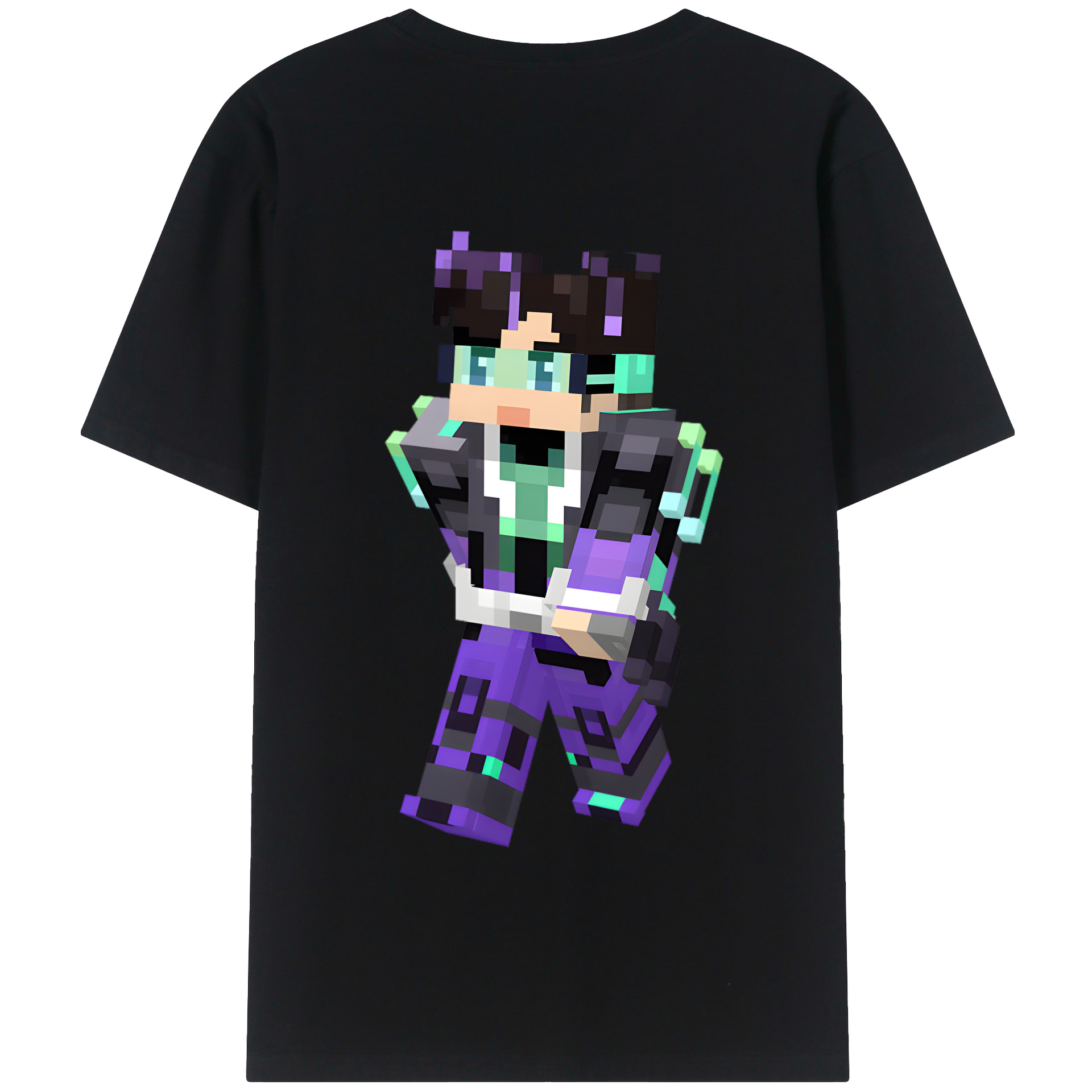（画像用） マインクラフト ブロックの世界 Minecraft MC Block world 綿100％半袖Tシャツ（背面プリント）