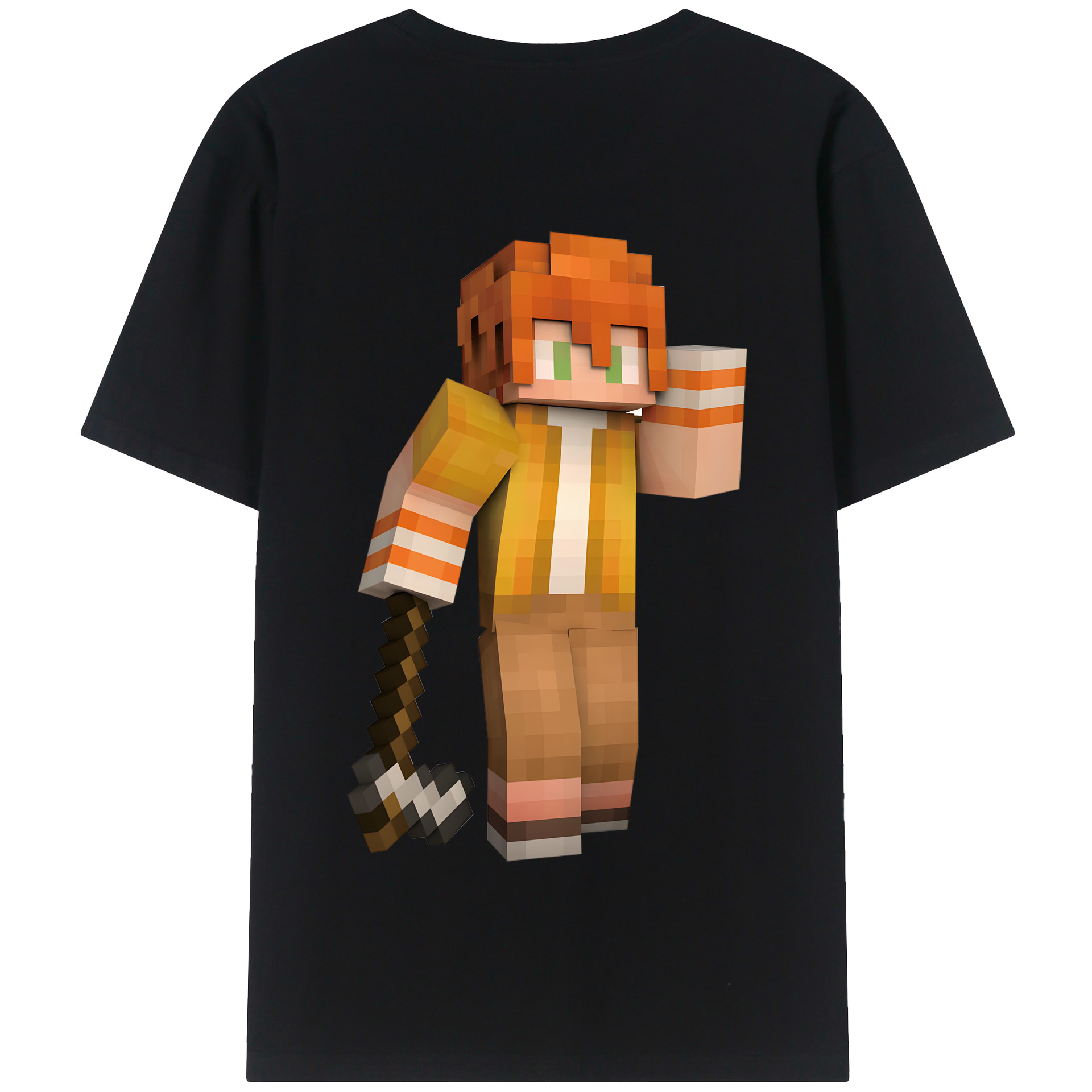 （画像用） マインクラフト ブロックの世界 Minecraft MC Block world 綿100％半袖Tシャツ（背面プリント）