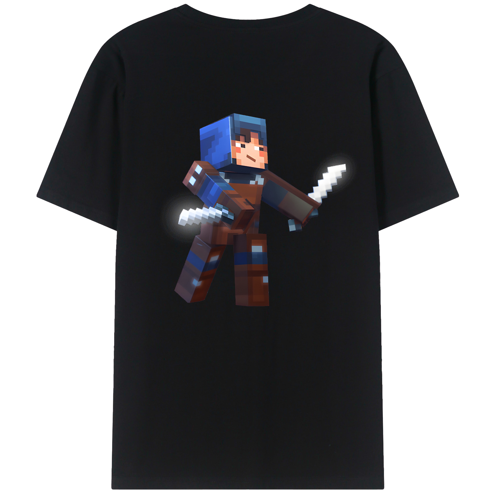 （画像用） マインクラフト ブロックの世界 Minecraft MC Block world 綿100％半袖Tシャツ（背面プリント）