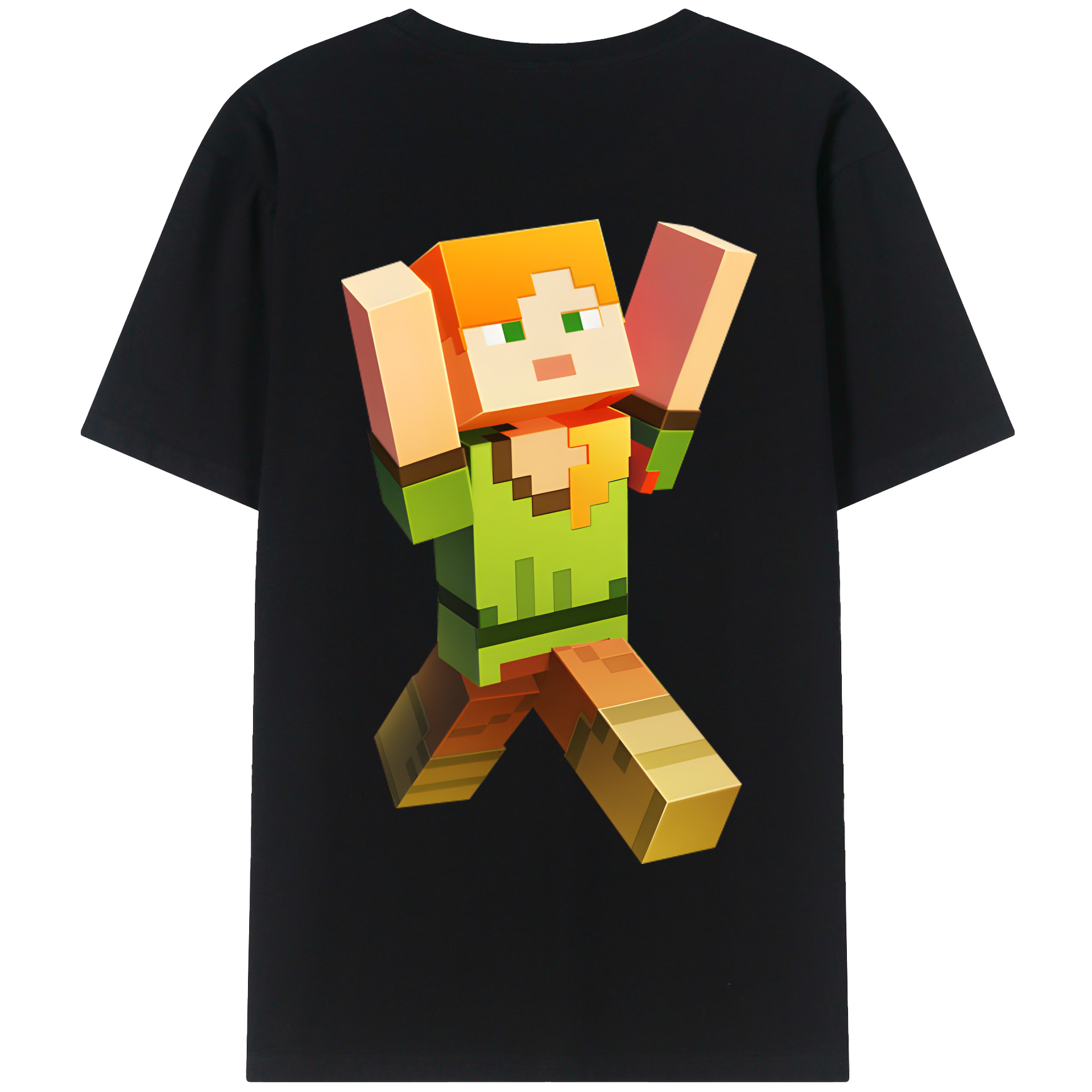 （画像用） マインクラフト ブロックの世界 Minecraft MC Block world 綿100％半袖Tシャツ（背面プリント）