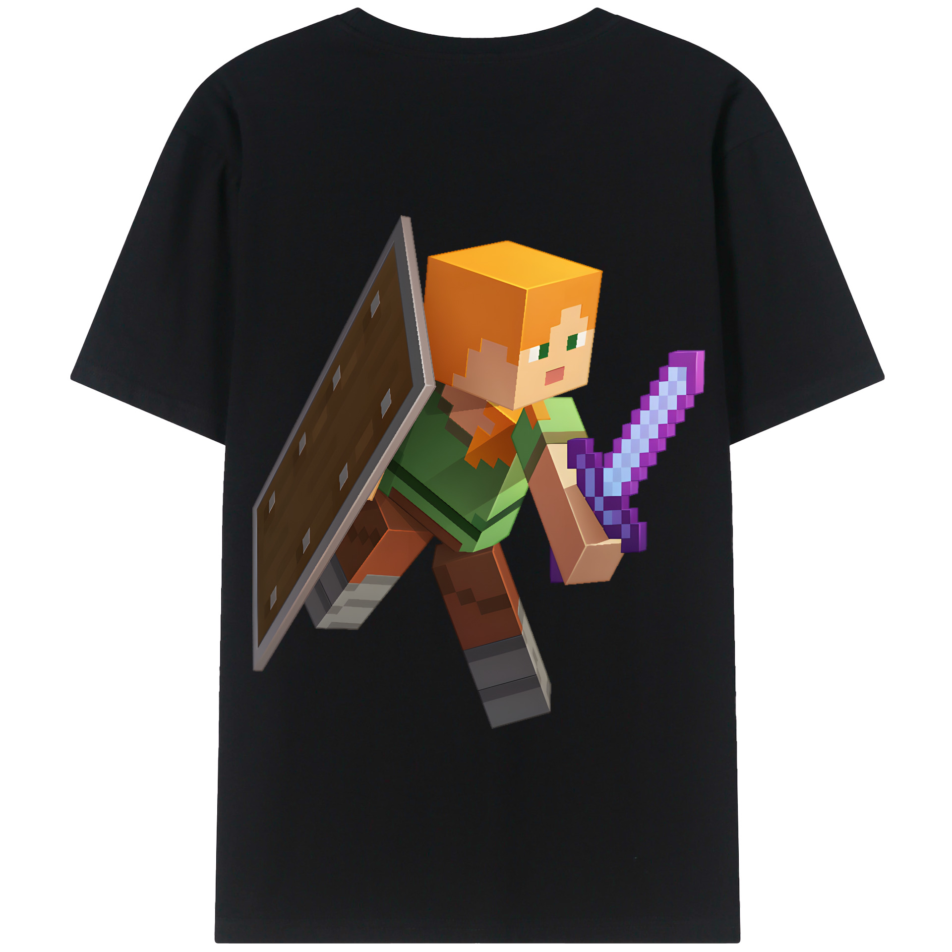 （画像用） マインクラフト ブロックの世界 Minecraft MC Block world 綿100％半袖Tシャツ（背面プリント）