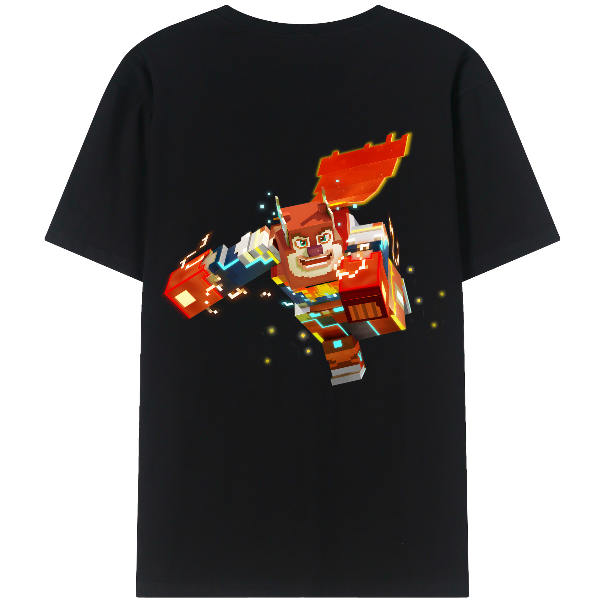 （画像用） マインクラフト ブロックの世界 Minecraft MC Block world 綿100％半袖Tシャツ（背面プリント）