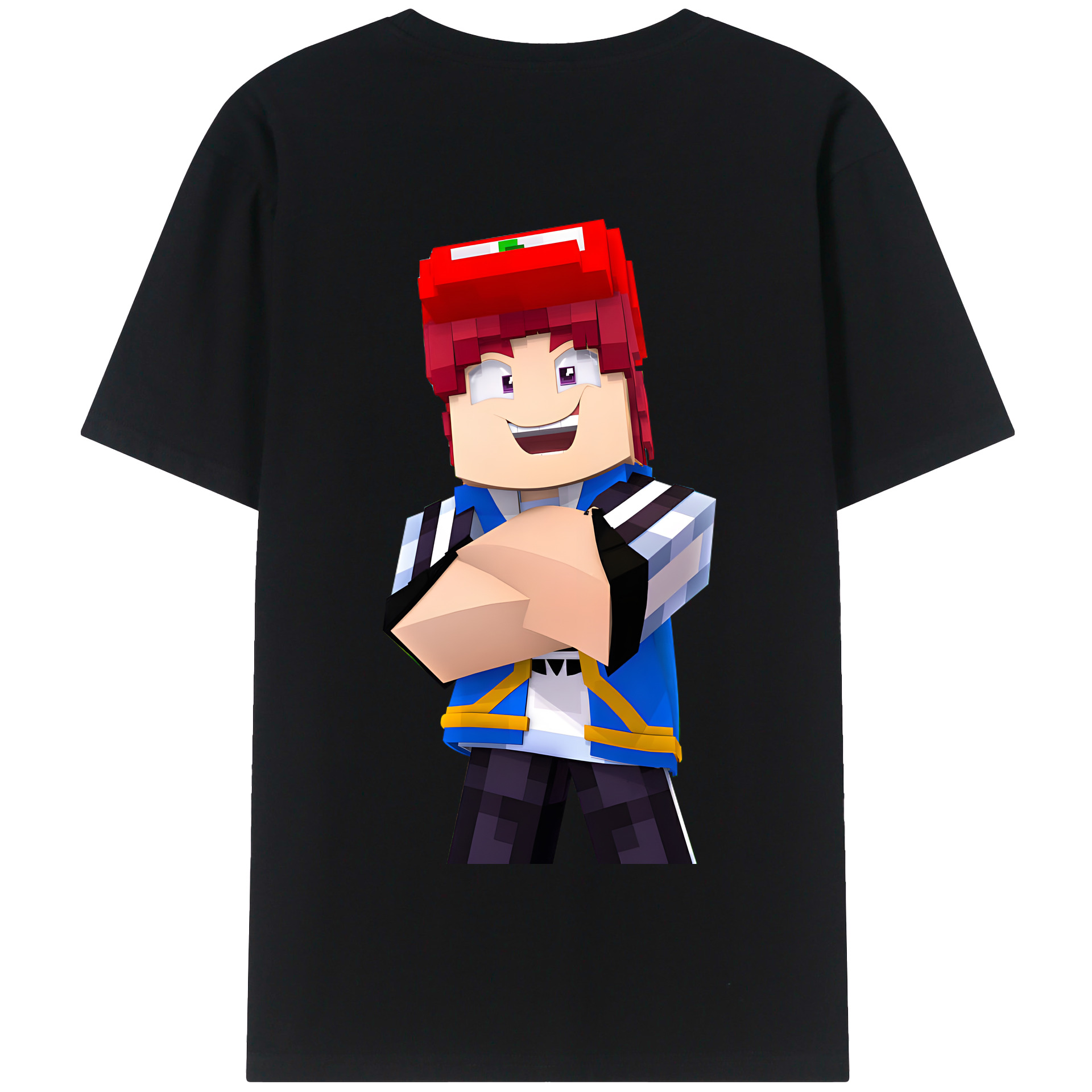 （画像用） マインクラフト ブロックの世界 Minecraft MC Block world 綿100％半袖Tシャツ（背面プリント）