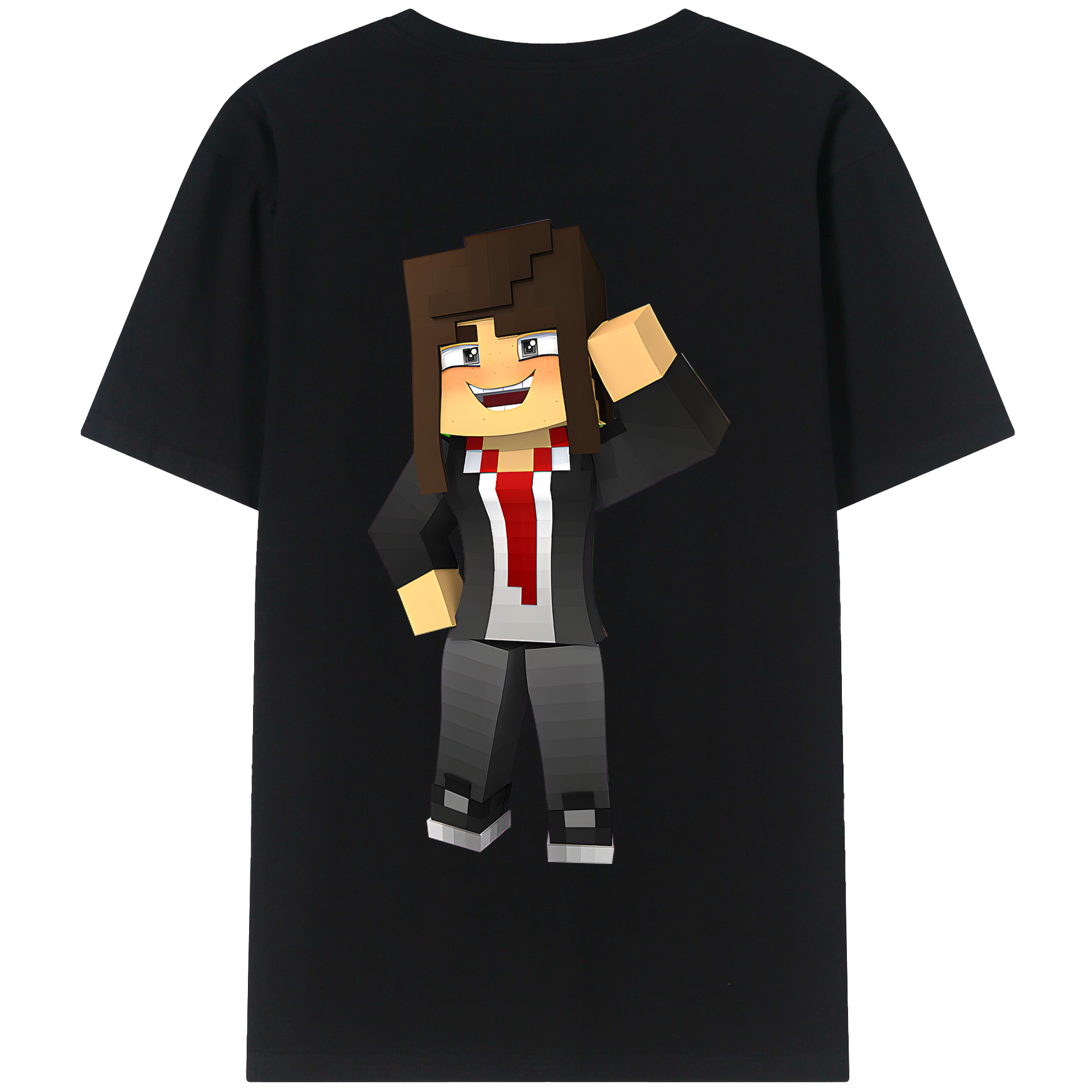 （画像用） マインクラフト ブロックの世界 Minecraft MC Block world 綿100％半袖Tシャツ（背面プリント）