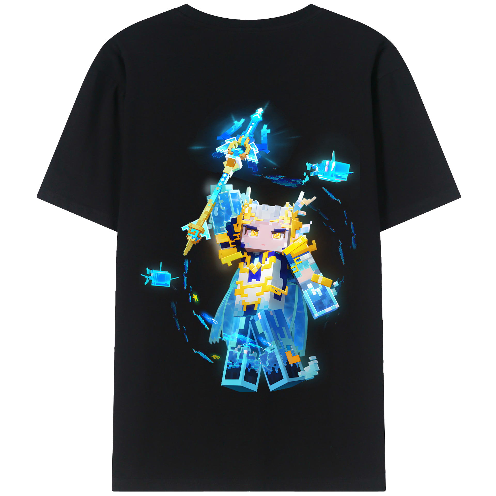 （画像用） マインクラフト ブロックの世界 Minecraft MC Block world 綿100％半袖Tシャツ（背面プリント）