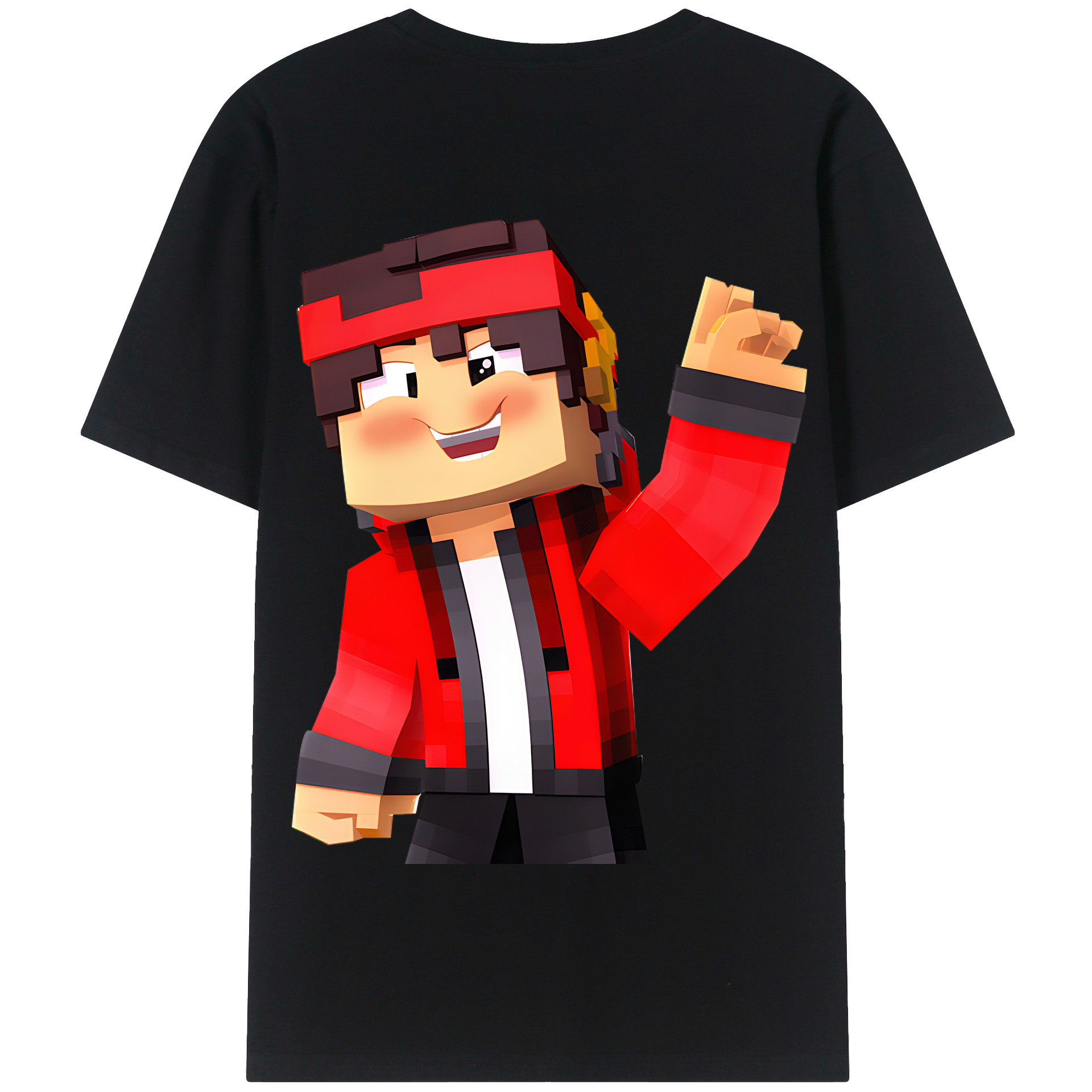 （画像用） マインクラフト ブロックの世界 Minecraft MC Block world 綿100％半袖Tシャツ（背面プリント）