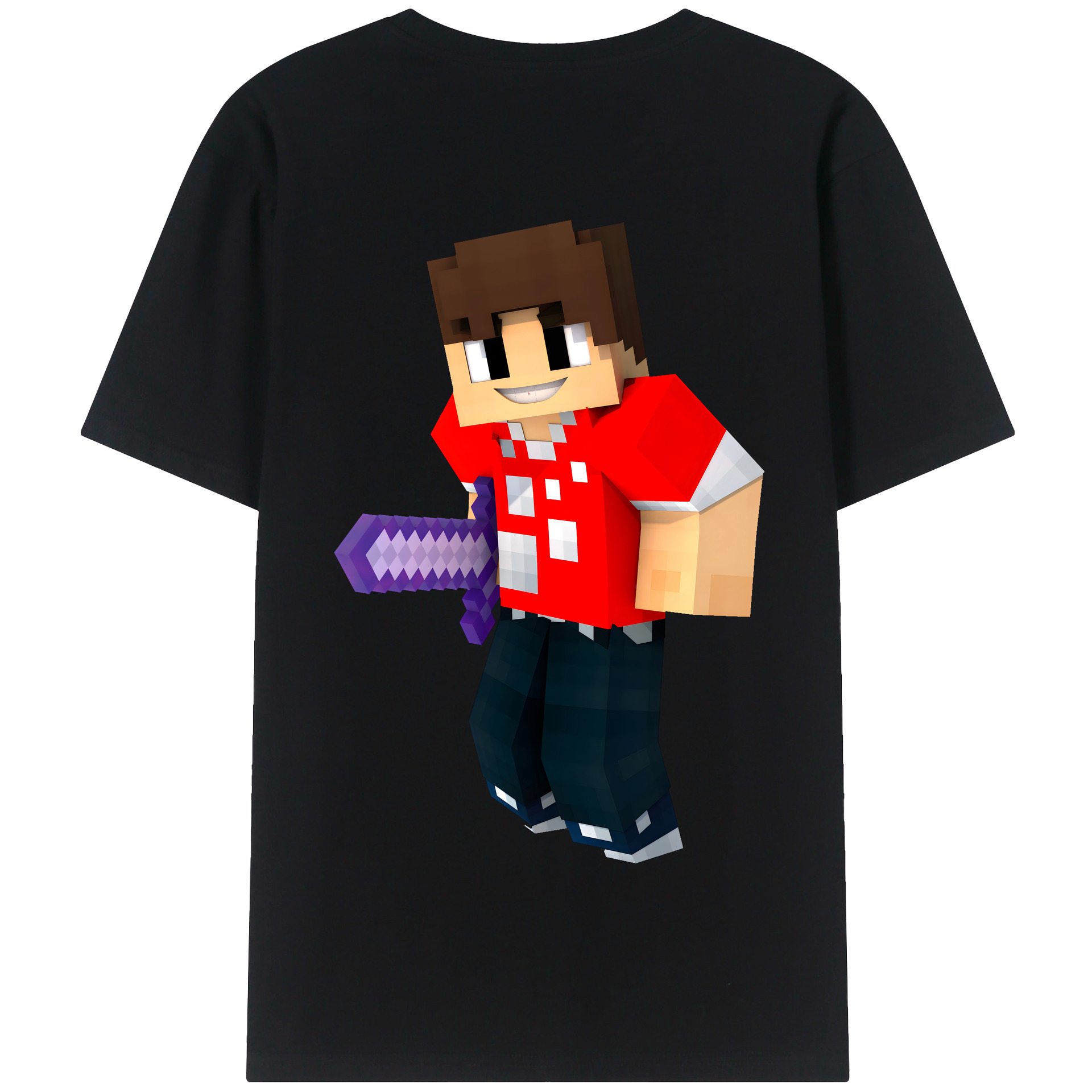 （画像用） マインクラフト ブロックの世界 Minecraft MC Block world 綿100％半袖Tシャツ（背面プリント）