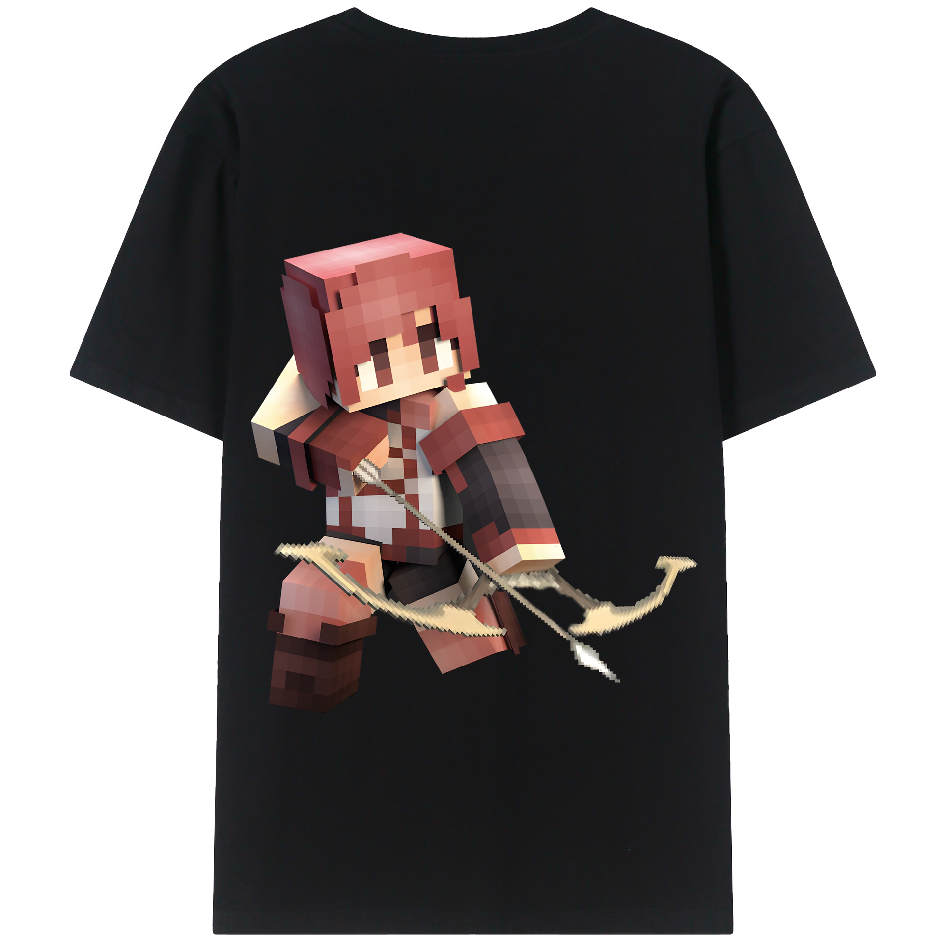 （画像用） マインクラフト ブロックの世界 Minecraft MC Block world 綿100％半袖Tシャツ（背面プリント）
