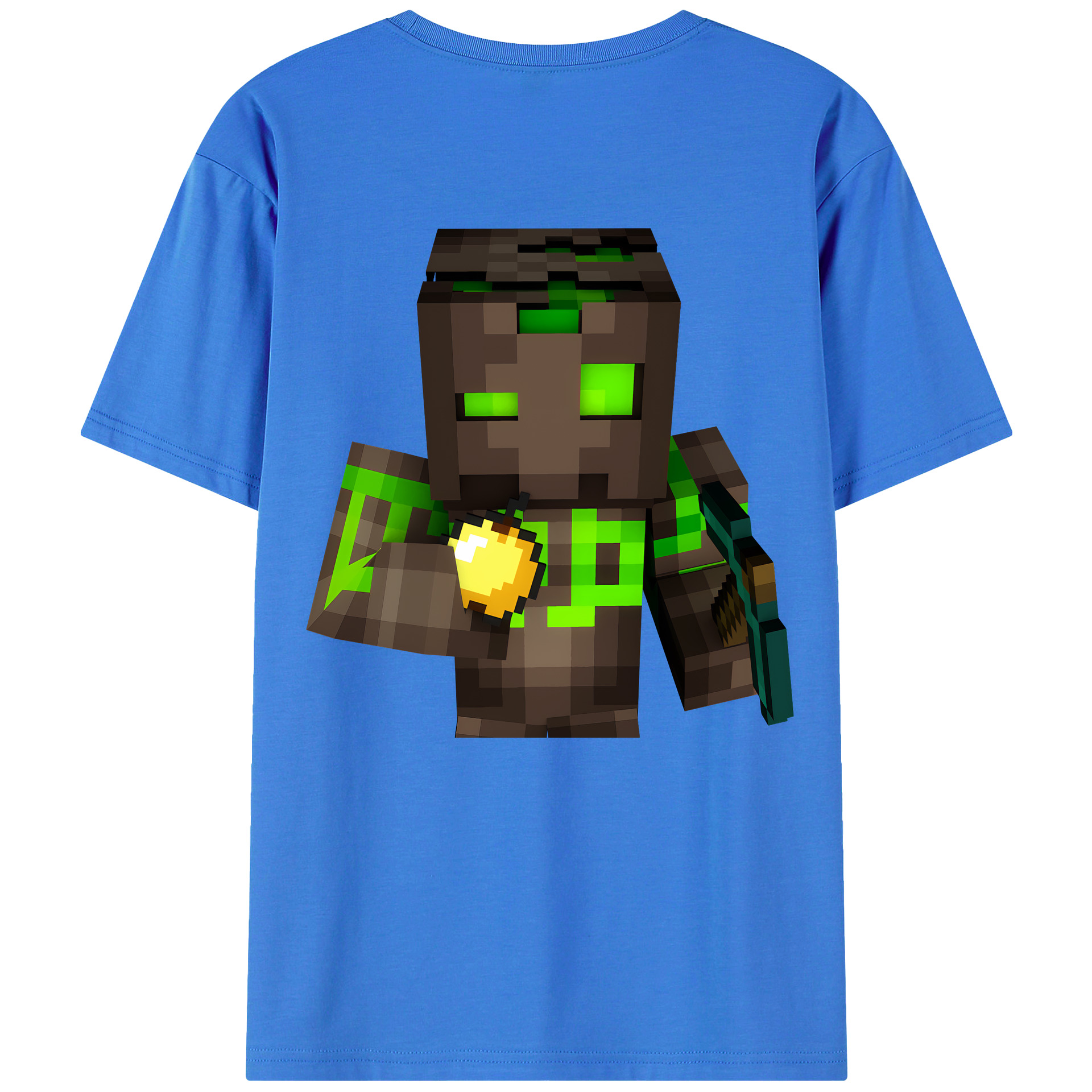 （画像用） マインクラフト ブロックの世界 Minecraft MC Block world 綿100％半袖Tシャツ（背面プリント）