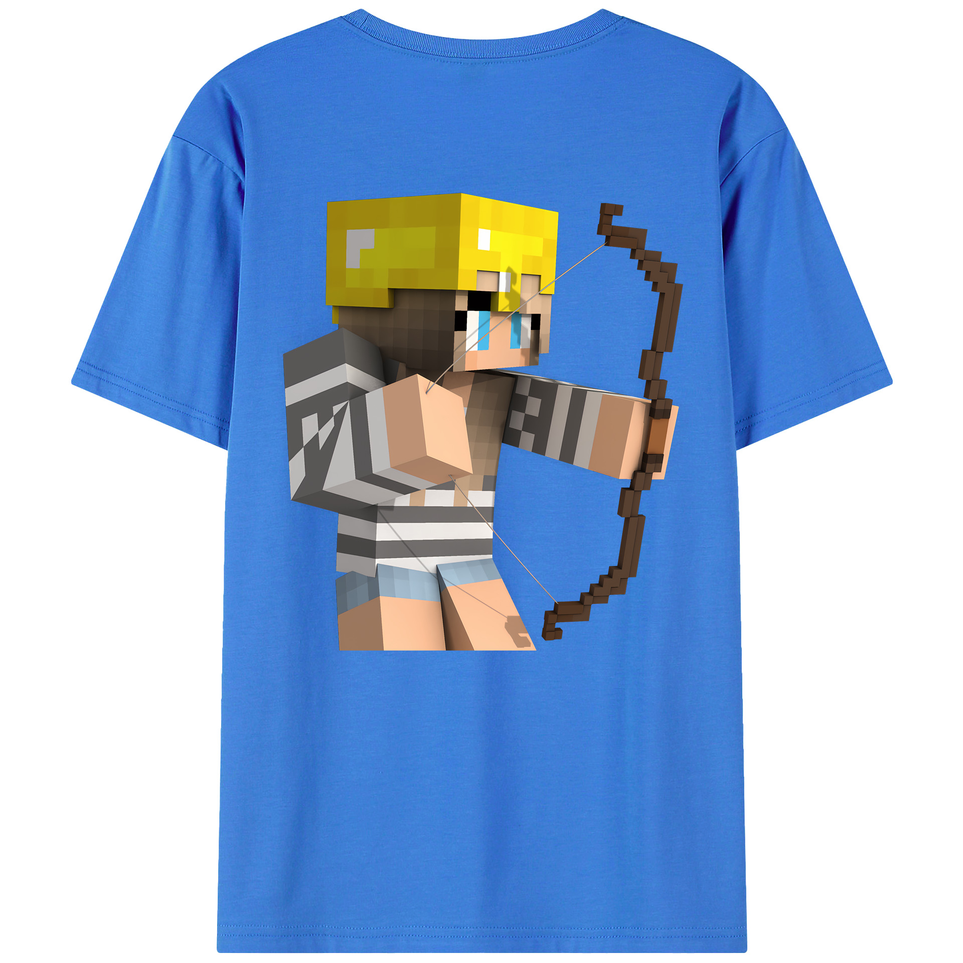 （画像用） マインクラフト ブロックの世界 Minecraft MC Block world 綿100％半袖Tシャツ（背面プリント）