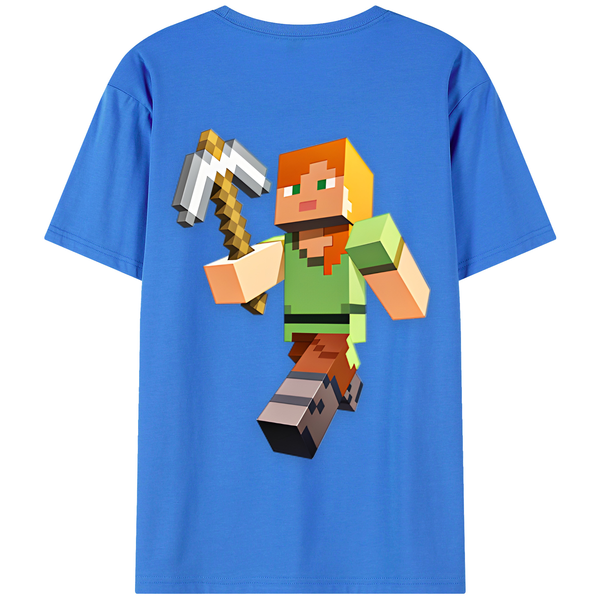 （画像用） マインクラフト ブロックの世界 Minecraft MC Block world 綿100％半袖Tシャツ（背面プリント）