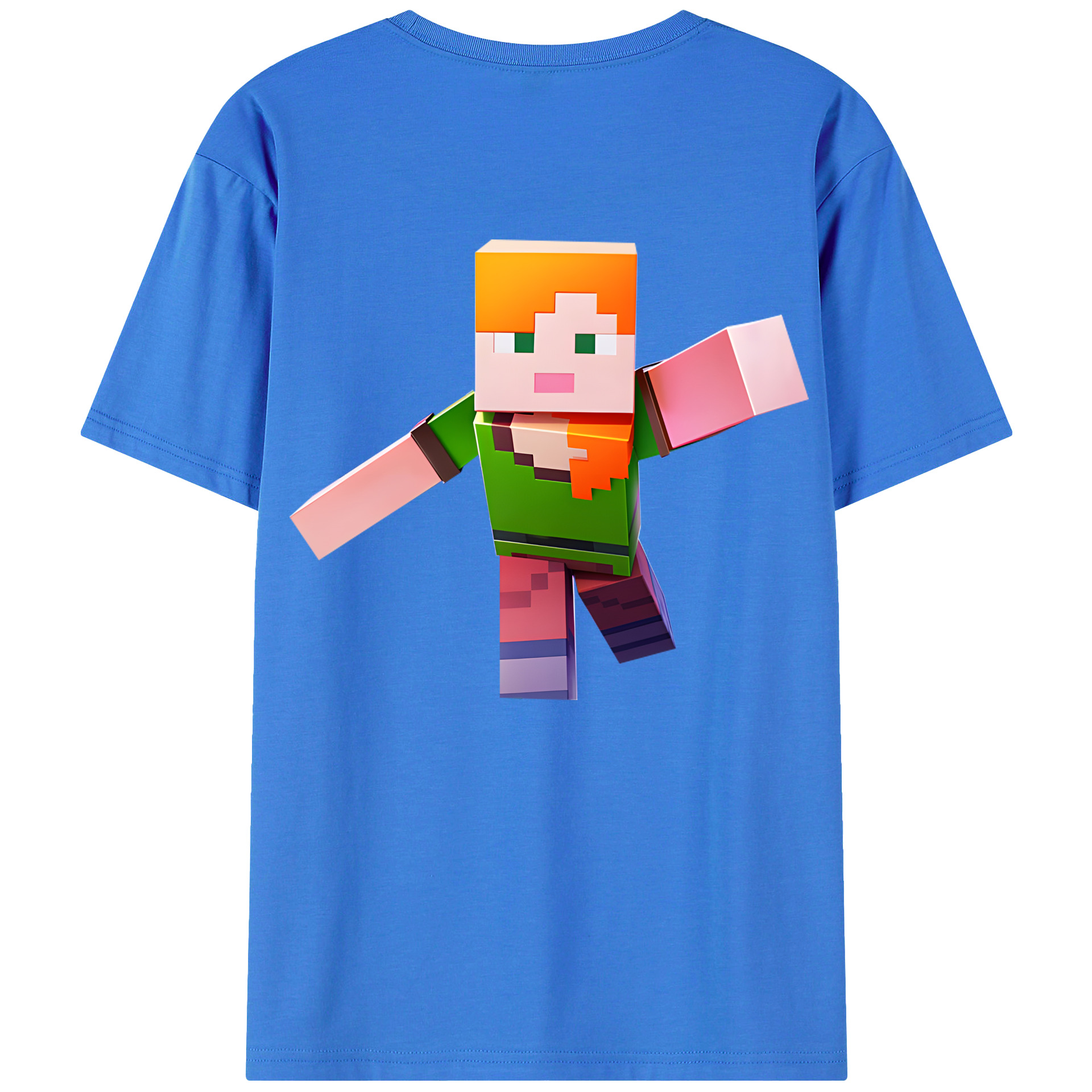 （画像用） マインクラフト ブロックの世界 Minecraft MC Block world 綿100％半袖Tシャツ（背面プリント）